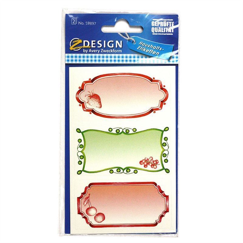 Zweckform etiketter 'Frugter', rektangulære, papir, flerfarvet Zweckform etiketter 'Frugter', rektangulære, papir, flerfarvet