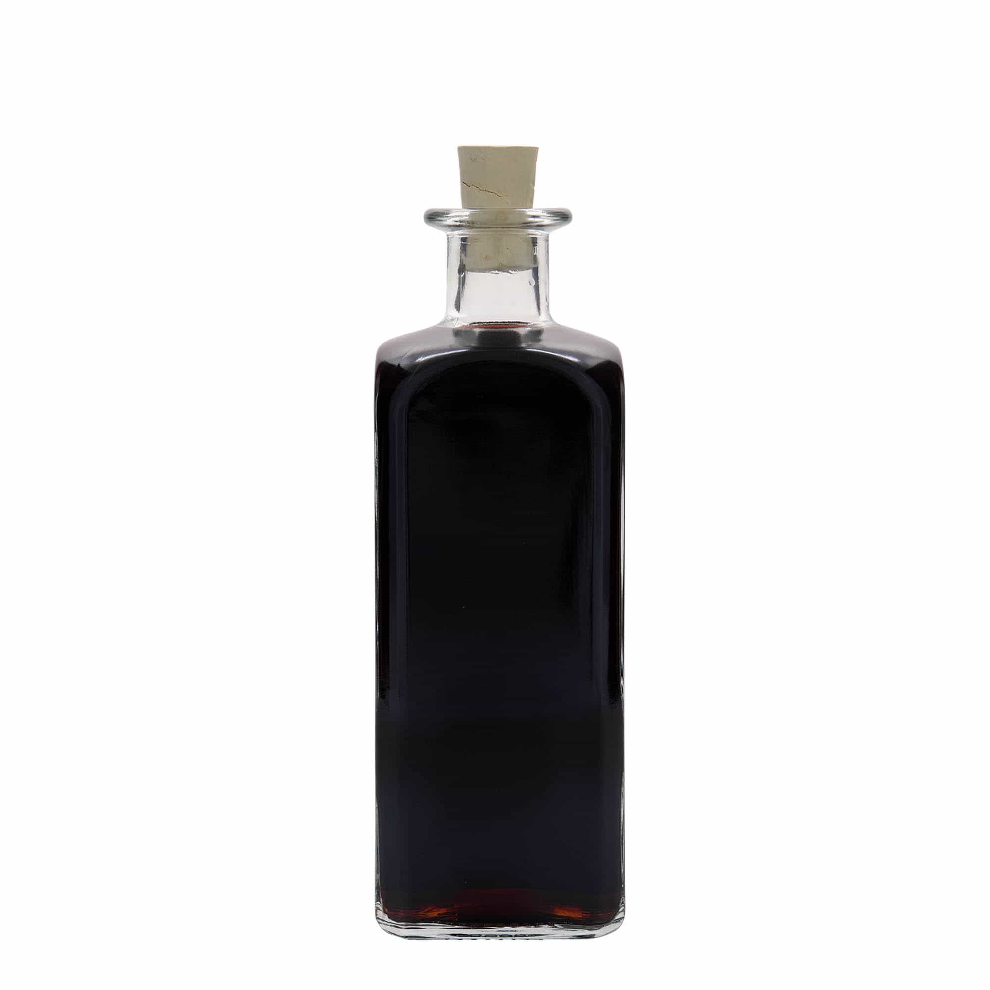 500 ml glasflaske apoteker 'Carré', kvadratisk, åbning: Kork