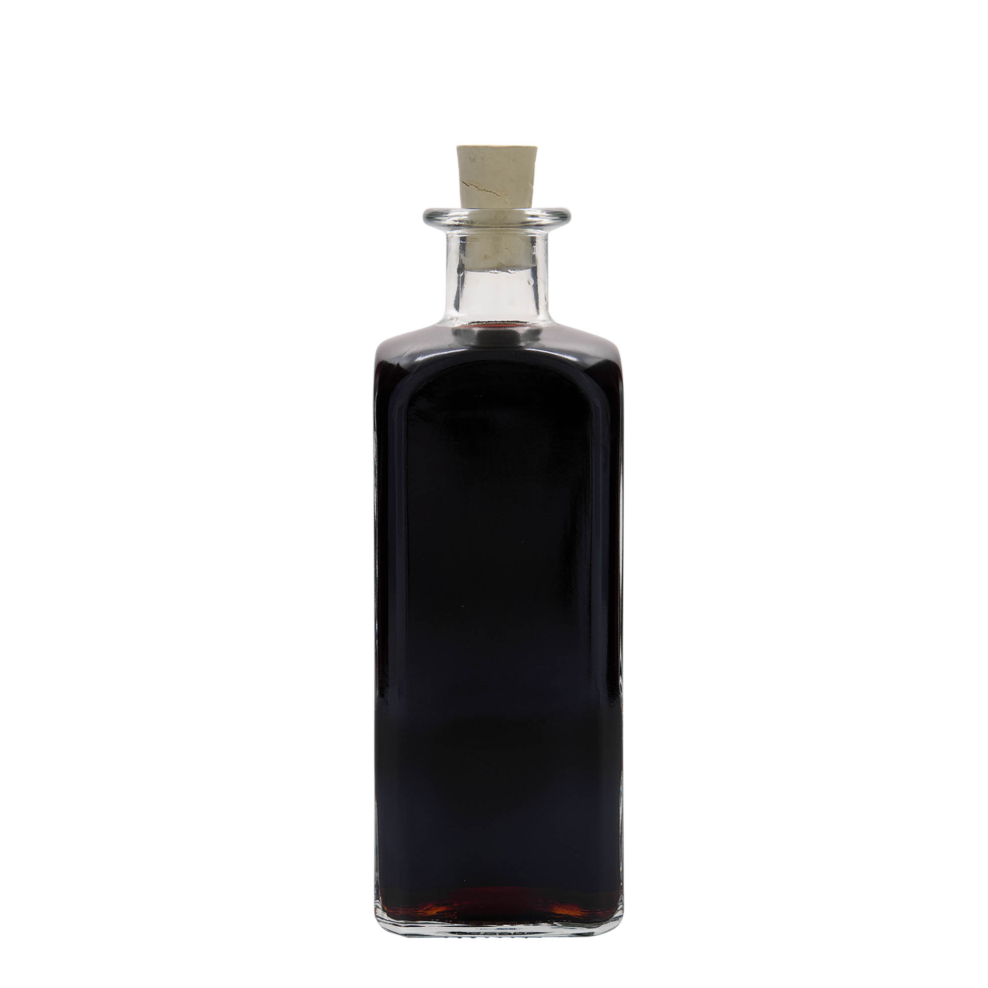 500 ml glasflaske Apotheker Carré, firkantet, åbning: kork