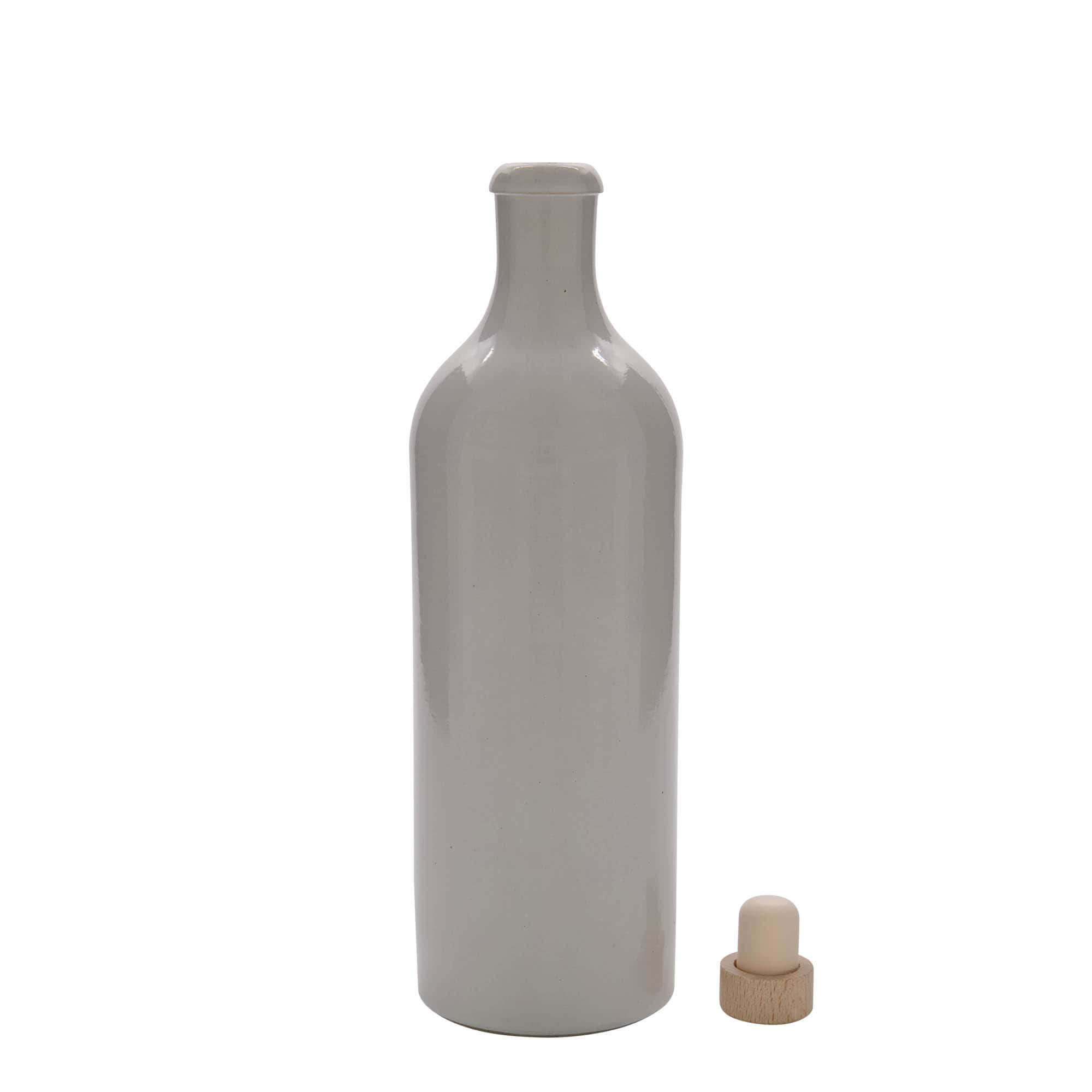 750 ml tonkrukke, stentøj, hvid, åbning: kork
