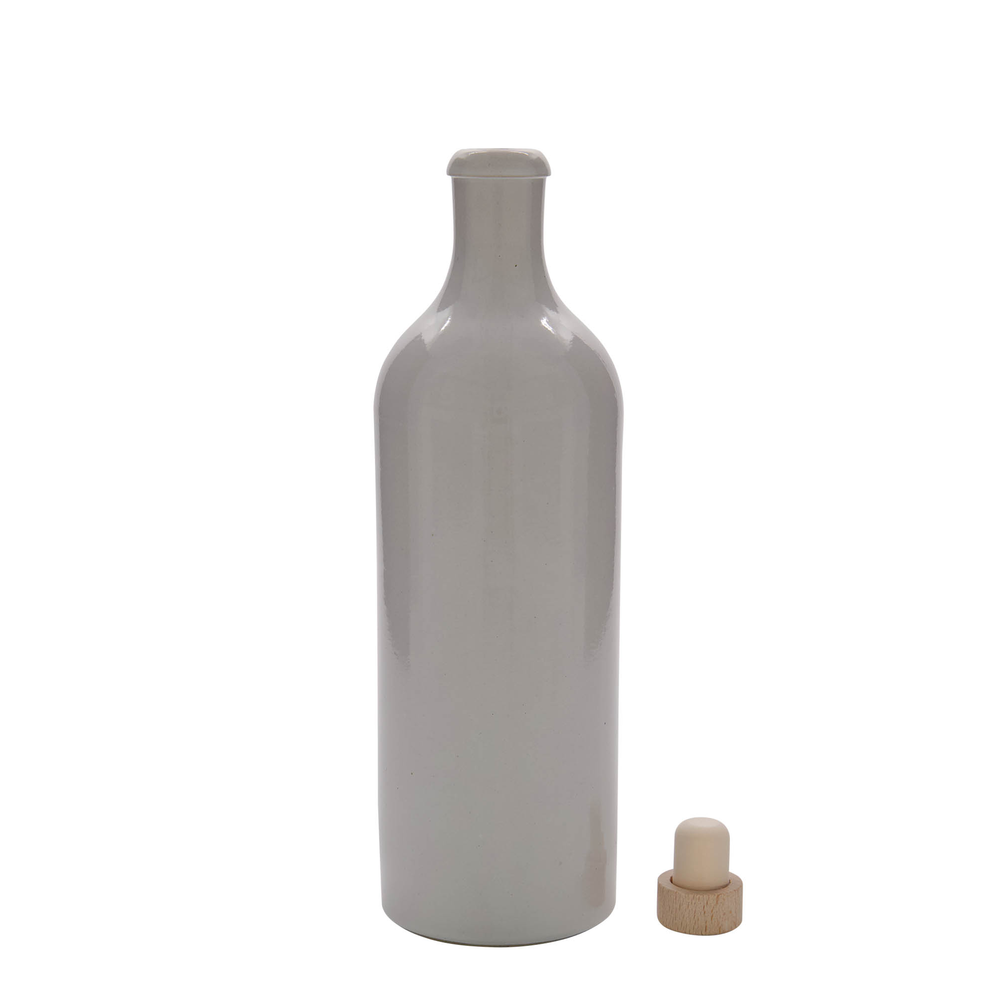 750 ml tonkrukke, stentøj, hvid, åbning: kork
