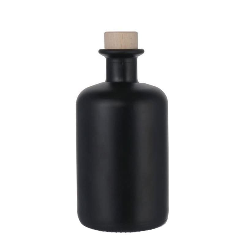 350 ml glasflaske apoteker, sort, åbning: Kork