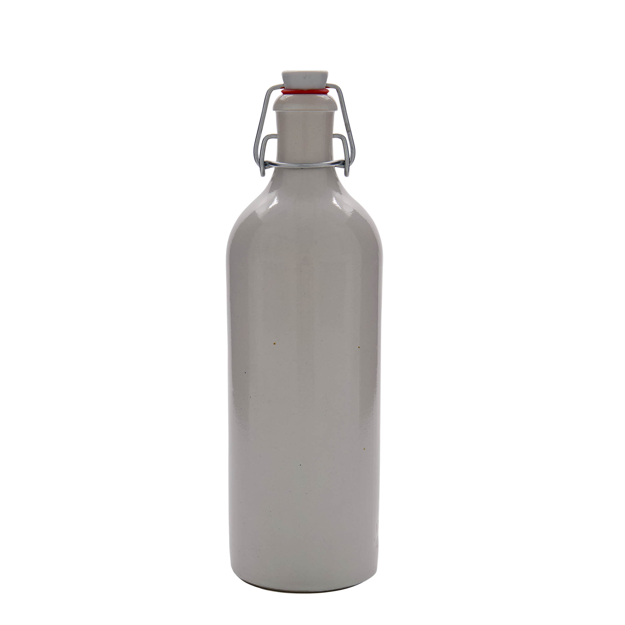 750 ml tonkrukke, stentøj, hvid, munding: klemme lukning