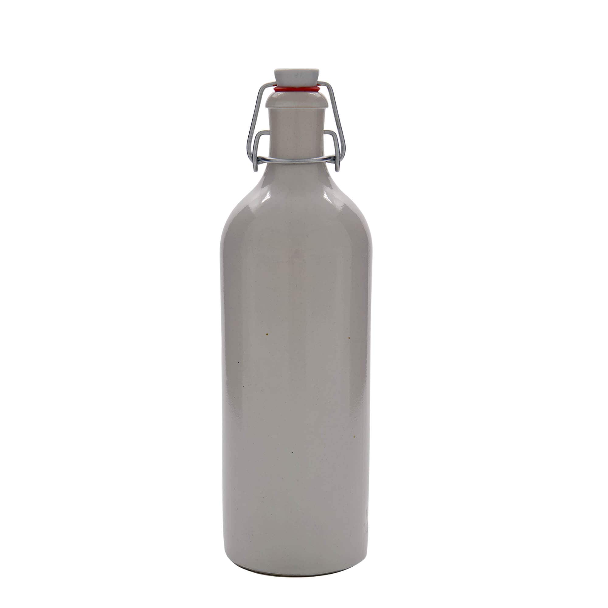 750 ml tonkrukke, stentøj, hvid, munding: klemme lukning