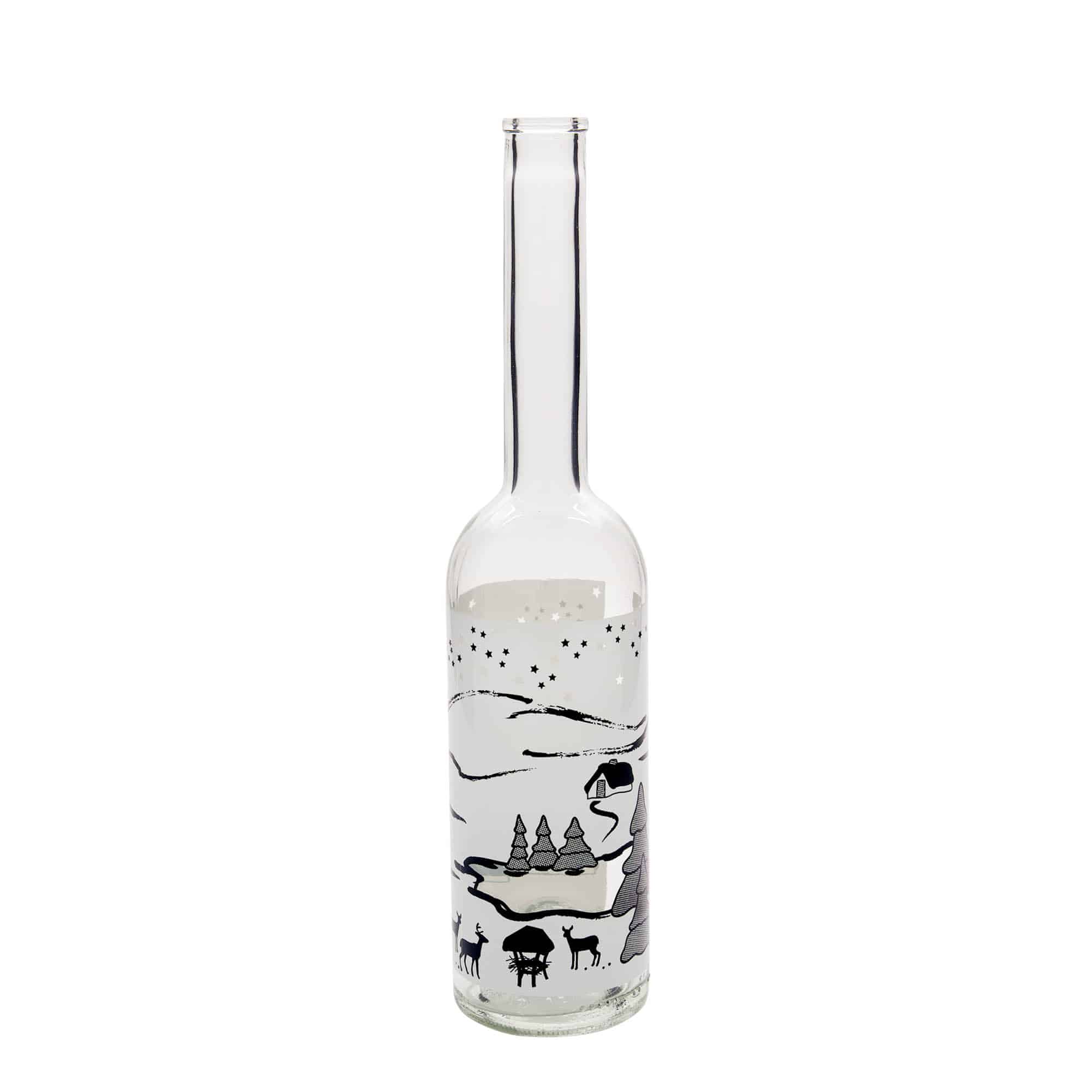 500 ml glasflaske 'Opera', motiv: vinterdrøm-bianco, åbning: kork