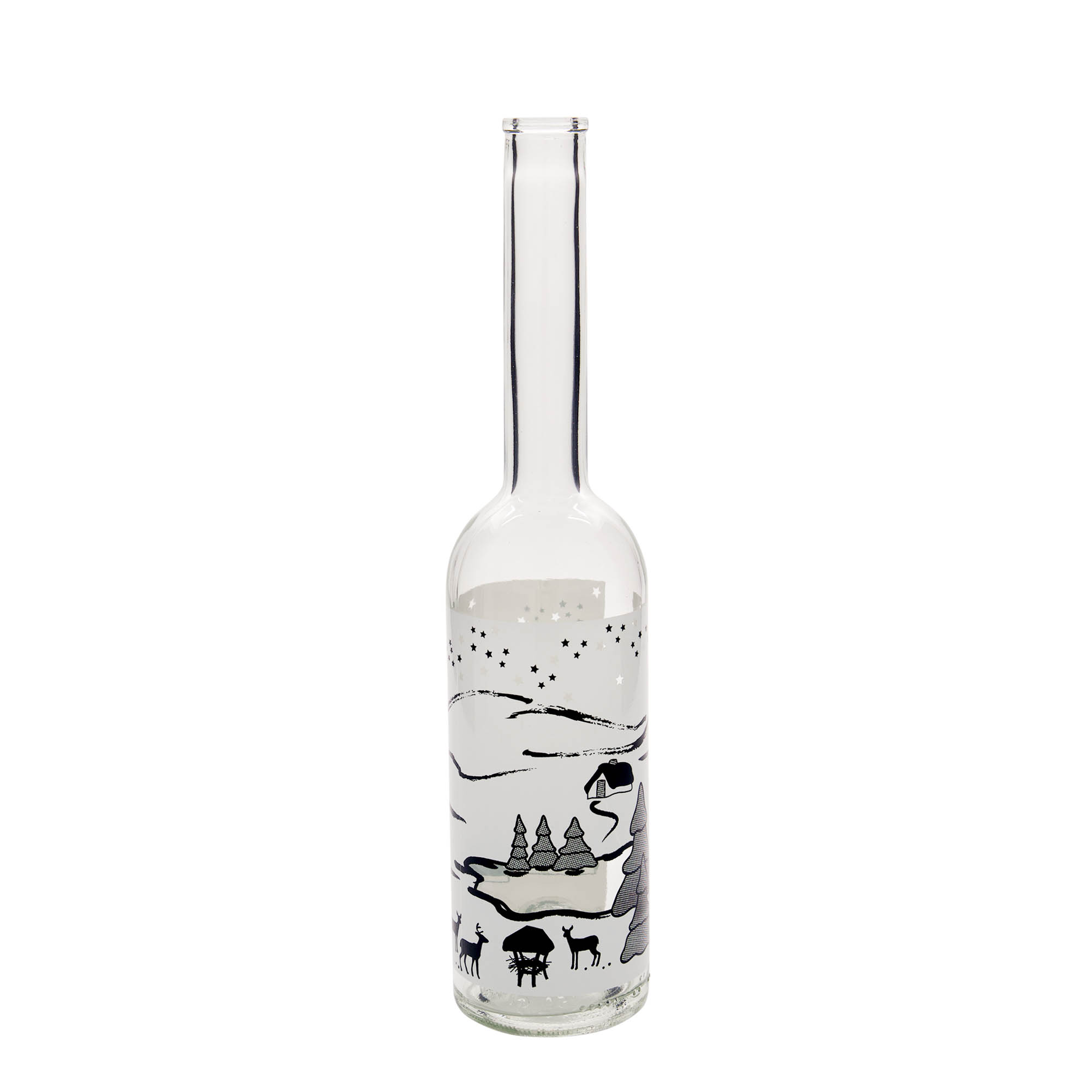 500 ml glasflaske 'Opera', motiv: vinterdrøm-bianco, åbning: kork 500 ml glasflaske 'Opera', motiv: vinterdrøm-bianco, åbning: kork