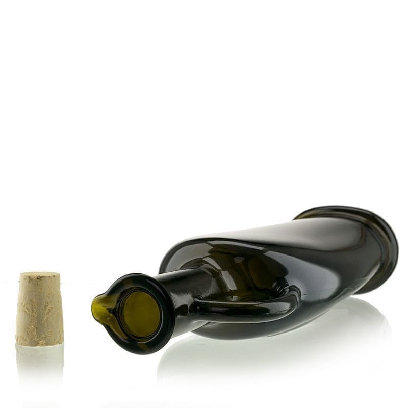 500 ml glasflaske 'Eleganta', oval, antikgrøn, åbning: kork 500 ml glasflaske 'Eleganta', oval, antikgrøn, åbning: kork