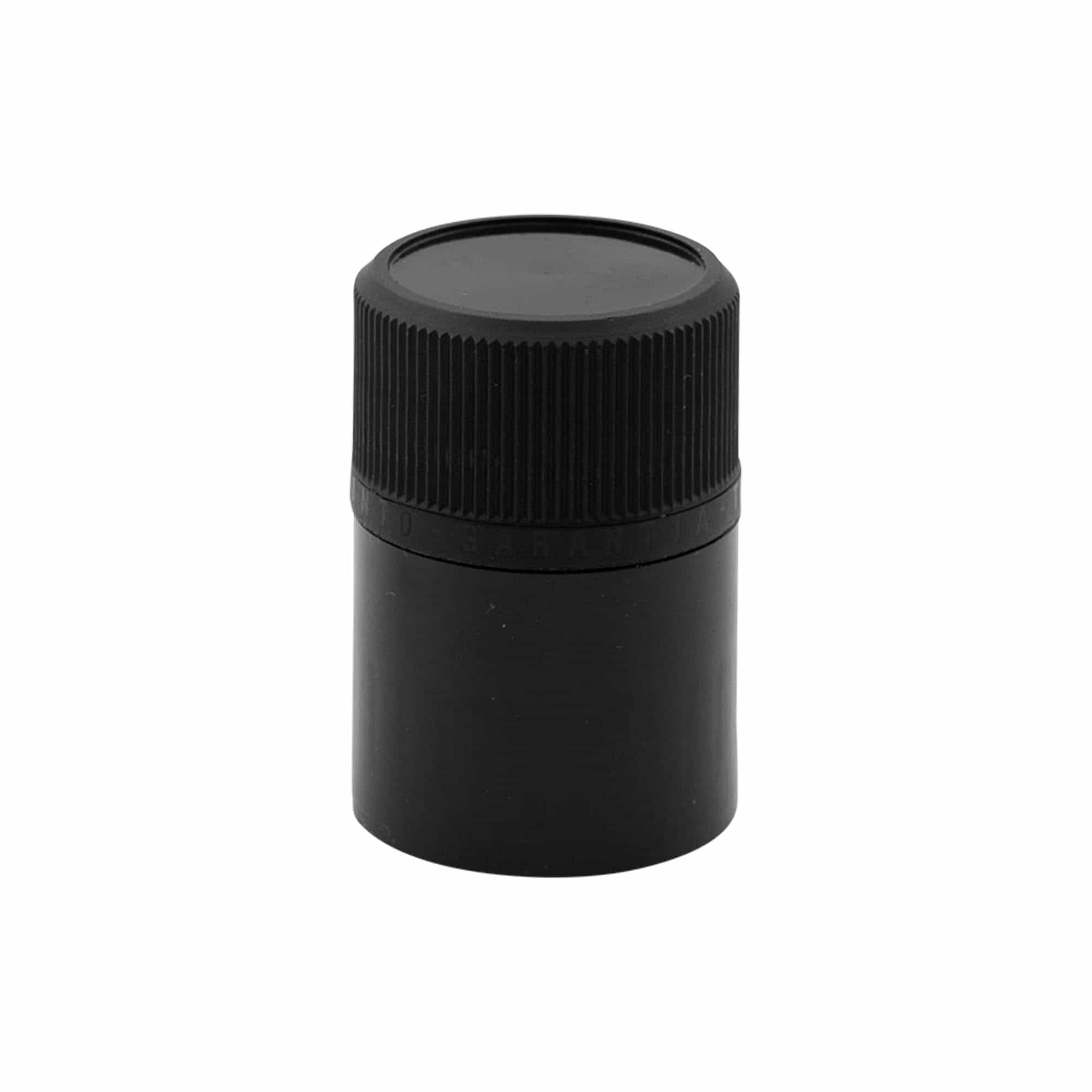 Originalt DOP-låg med skænkeprop, PE-plast, sort
