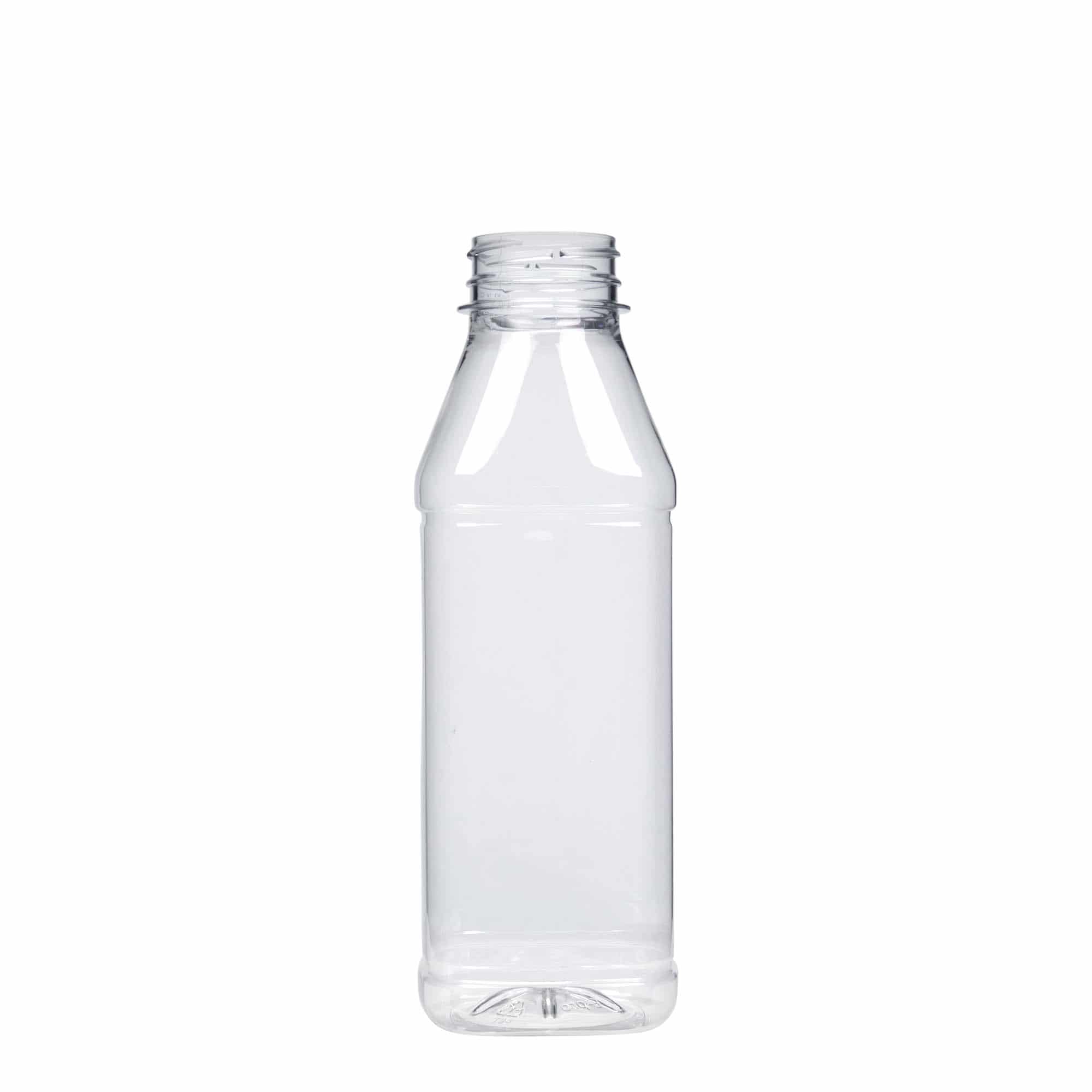 500 ml PET-flaske 'Milk and Juice Carré', firkantet, plastik, åbning: 38 mm
