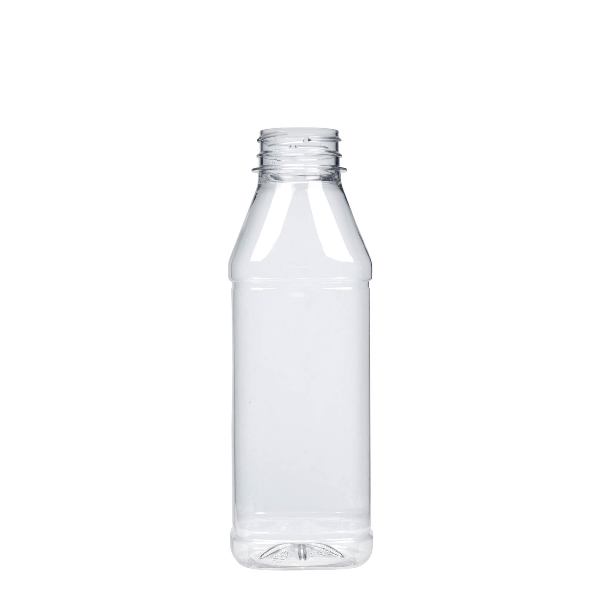 500 ml PET-flaske »Milk and Juice Carré«, firkantet, plastik, åbning: 38 mm