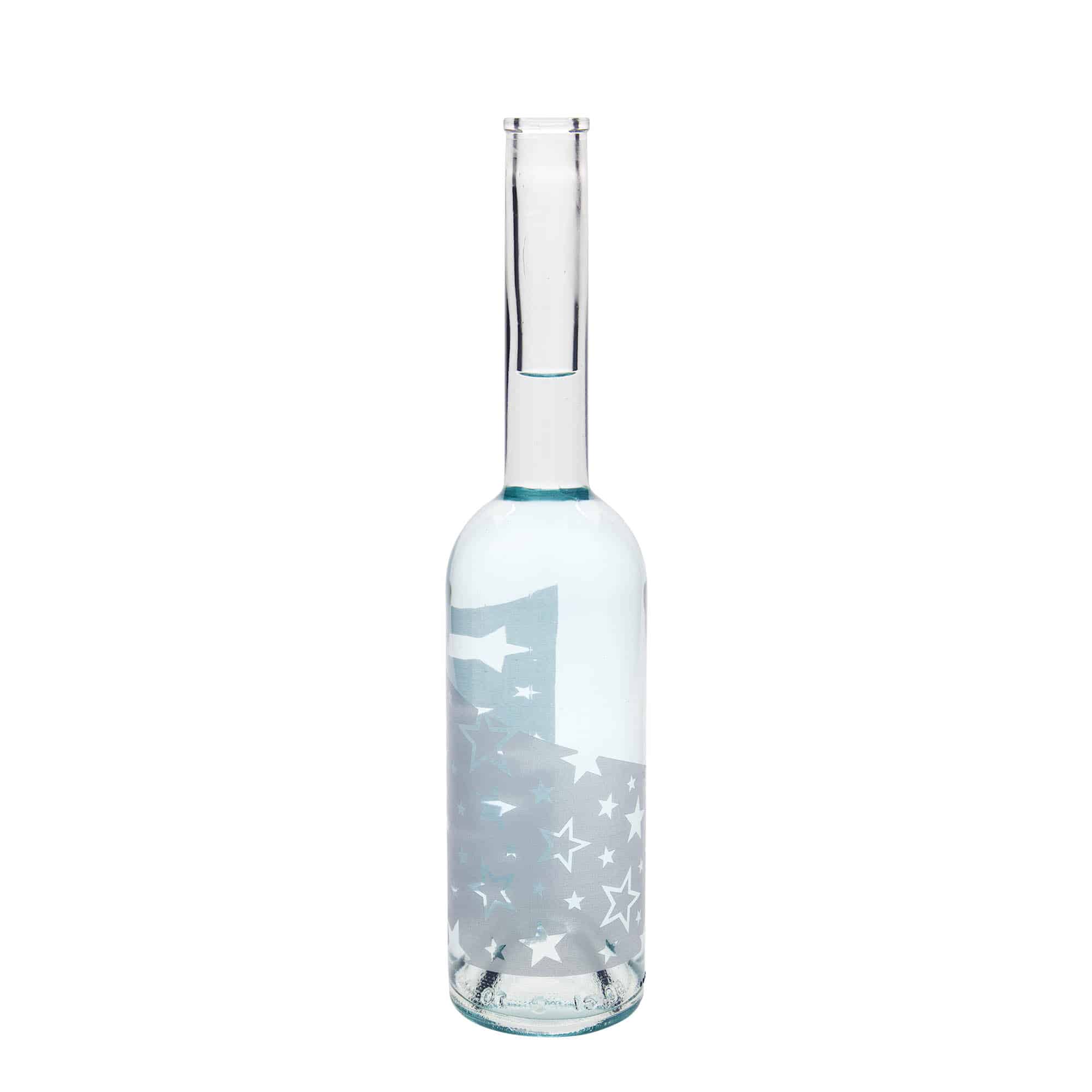500 ml glasflaske 'Opera', motiv: sølvstjerner, åbning: kork