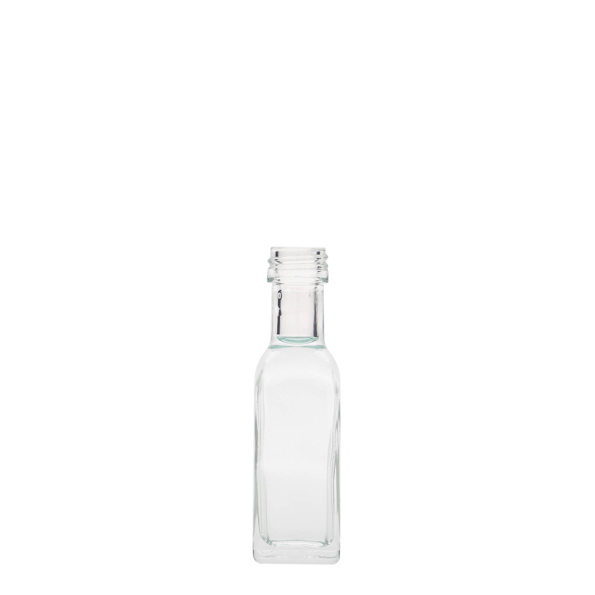 20 ml glasflaske 'Marasca', kvadratisk, åbning: PP 18