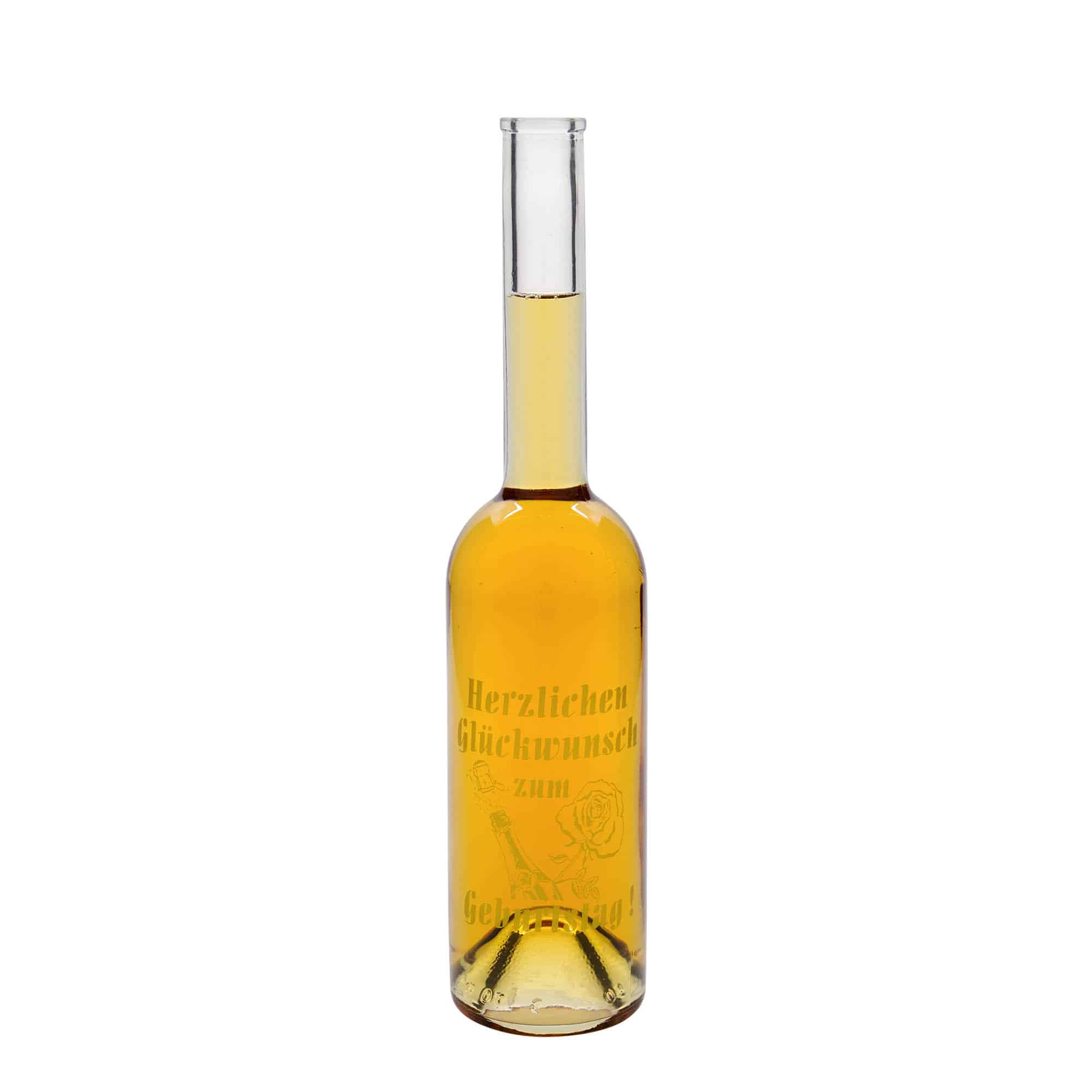 500 ml glasflaske 'Opera', motiv: fødselsdagsflaske, munding: prop