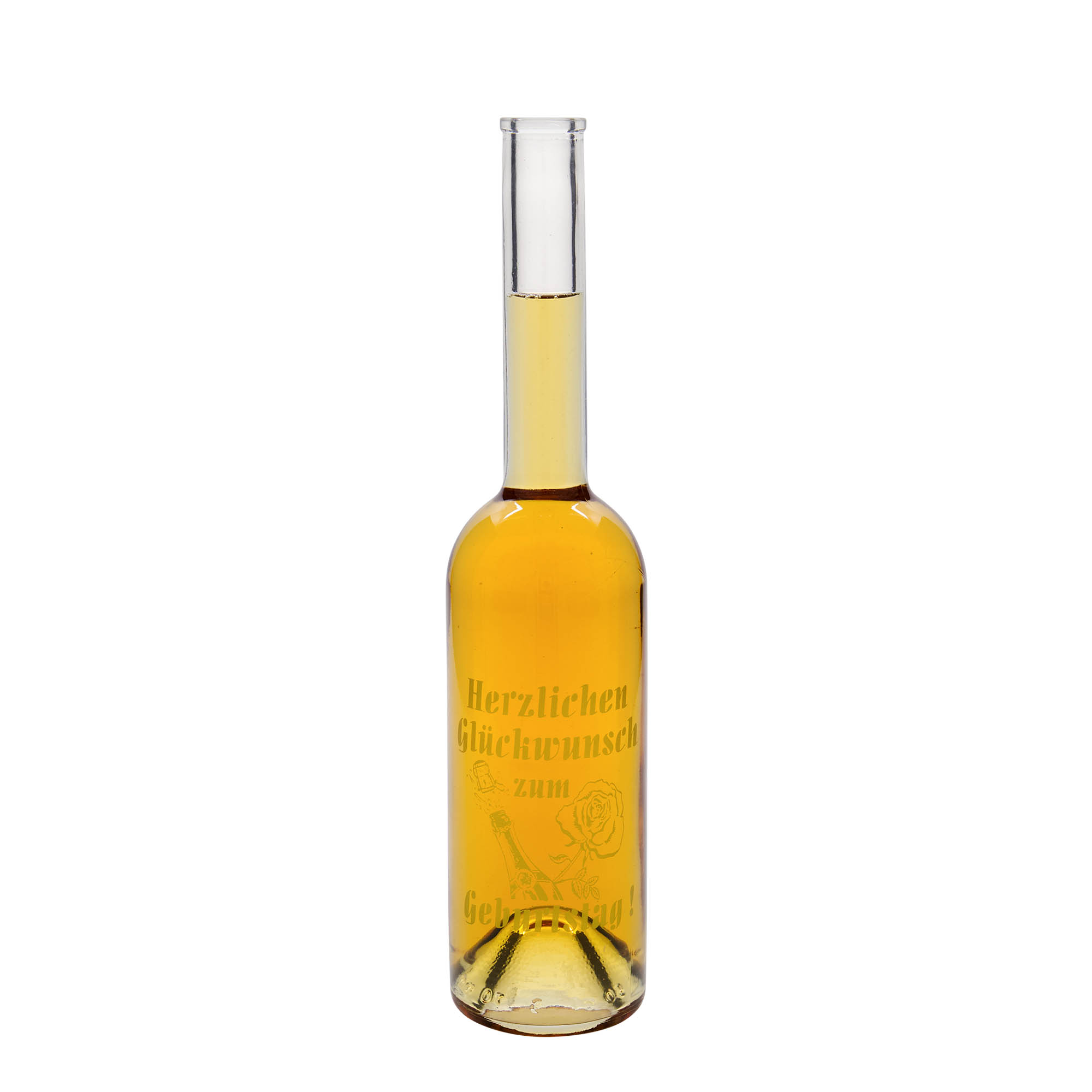500 ml glasflaske 'Opera', motiv: fødselsdagsflaske, munding: prop 500 ml glasflaske 'Opera', motiv: fødselsdagsflaske, munding: prop