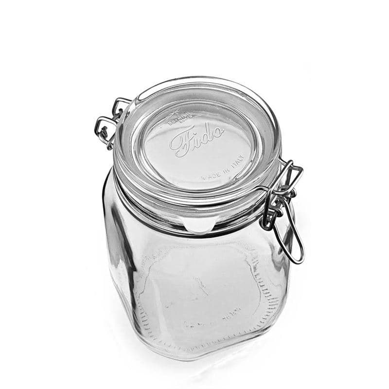 1.000 ml patentglas 'Fido', kvadratisk, åbning: Patentlåg