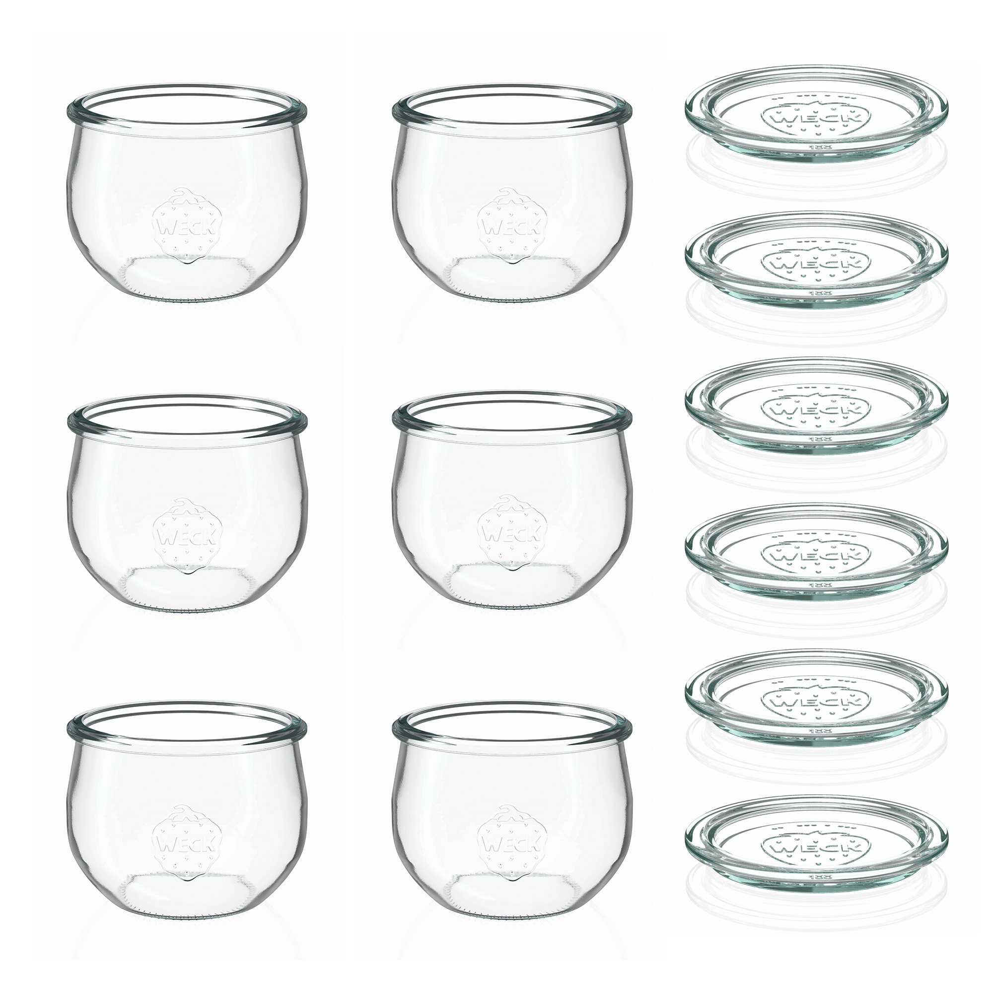 6x 580 ml WECK-tulipanglas med glaslåg RR 100