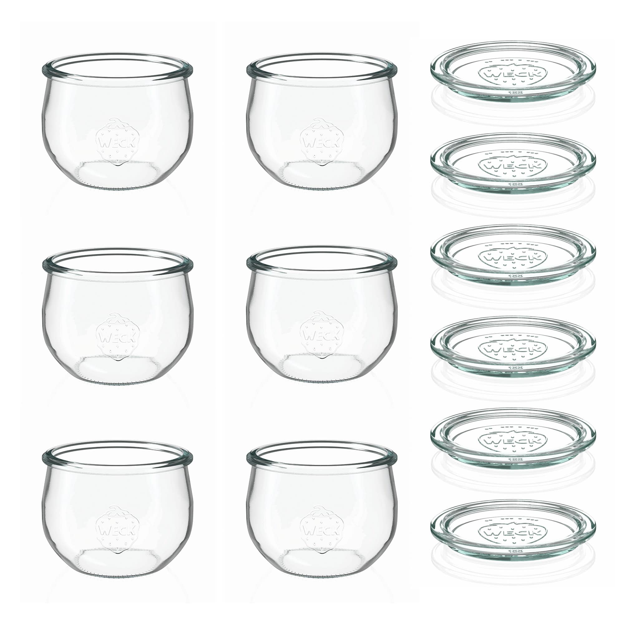 6x 580 ml WECK-tulipanglas med glaslåg RR 100