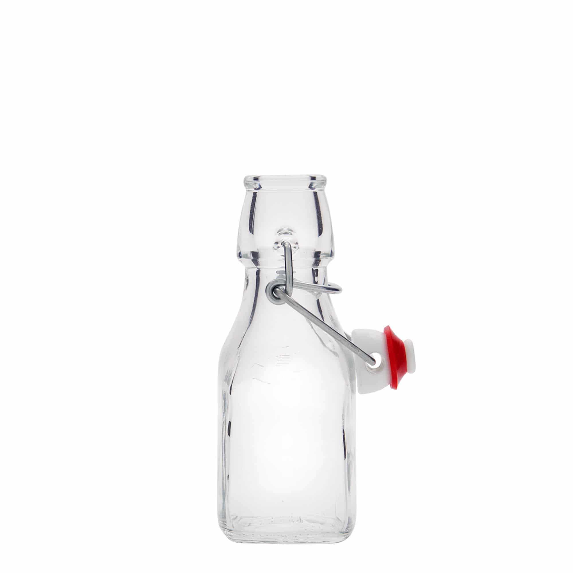 125 ml glasflaske 'Swing', kvadratisk, åbning: Patentlåg