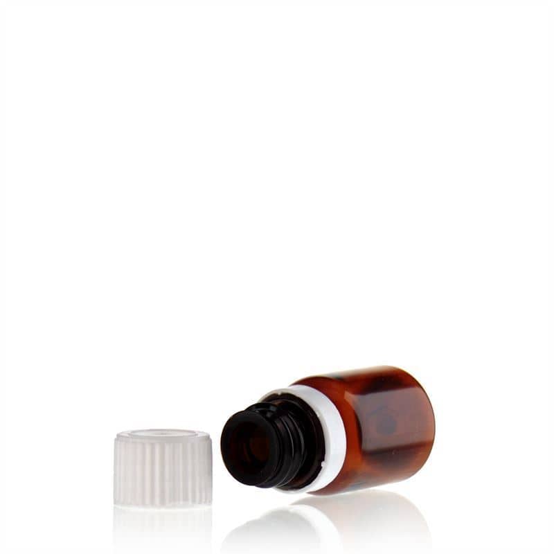 10 ml PET-medicinflaske 'Easy Living', brun, plast, åbning: DIN 18