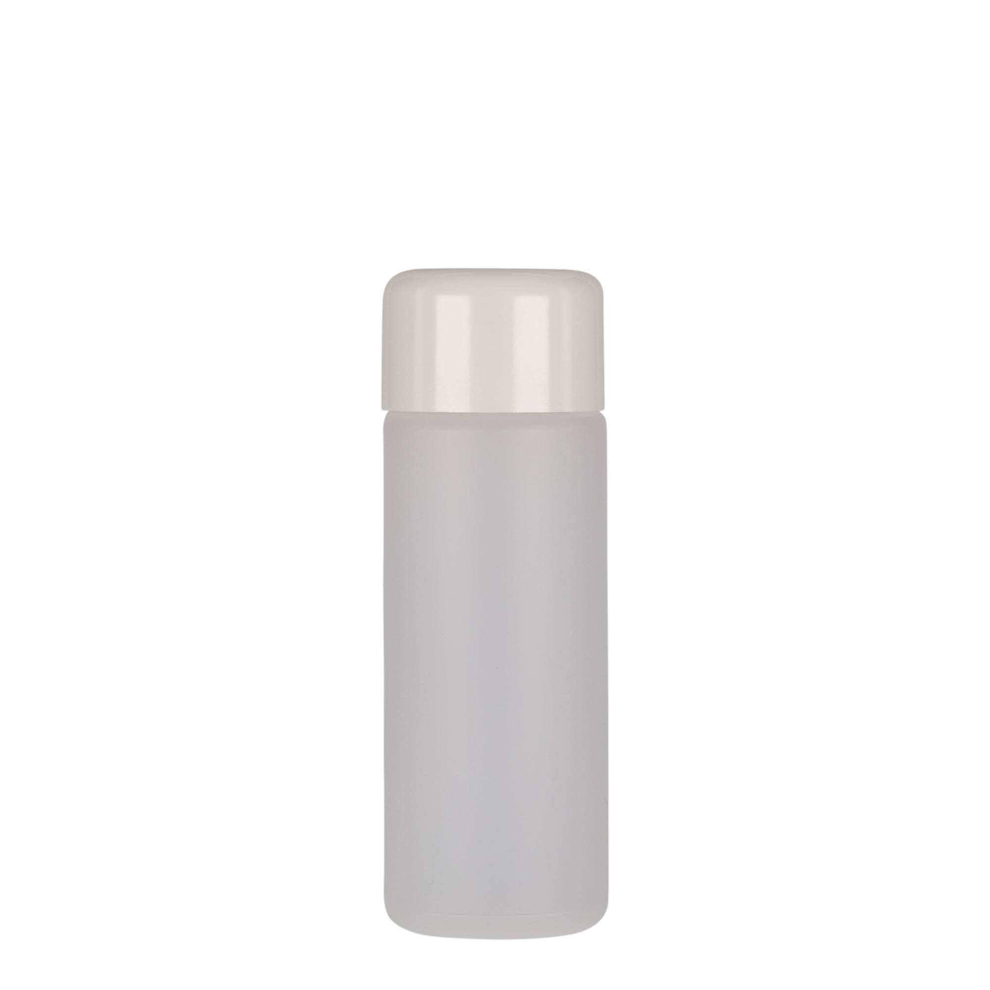 100 ml rund flaske, PE-plast, natur, åbning: skruelåg 100 ml rund flaske, PE-plast, natur, åbning: skruelåg