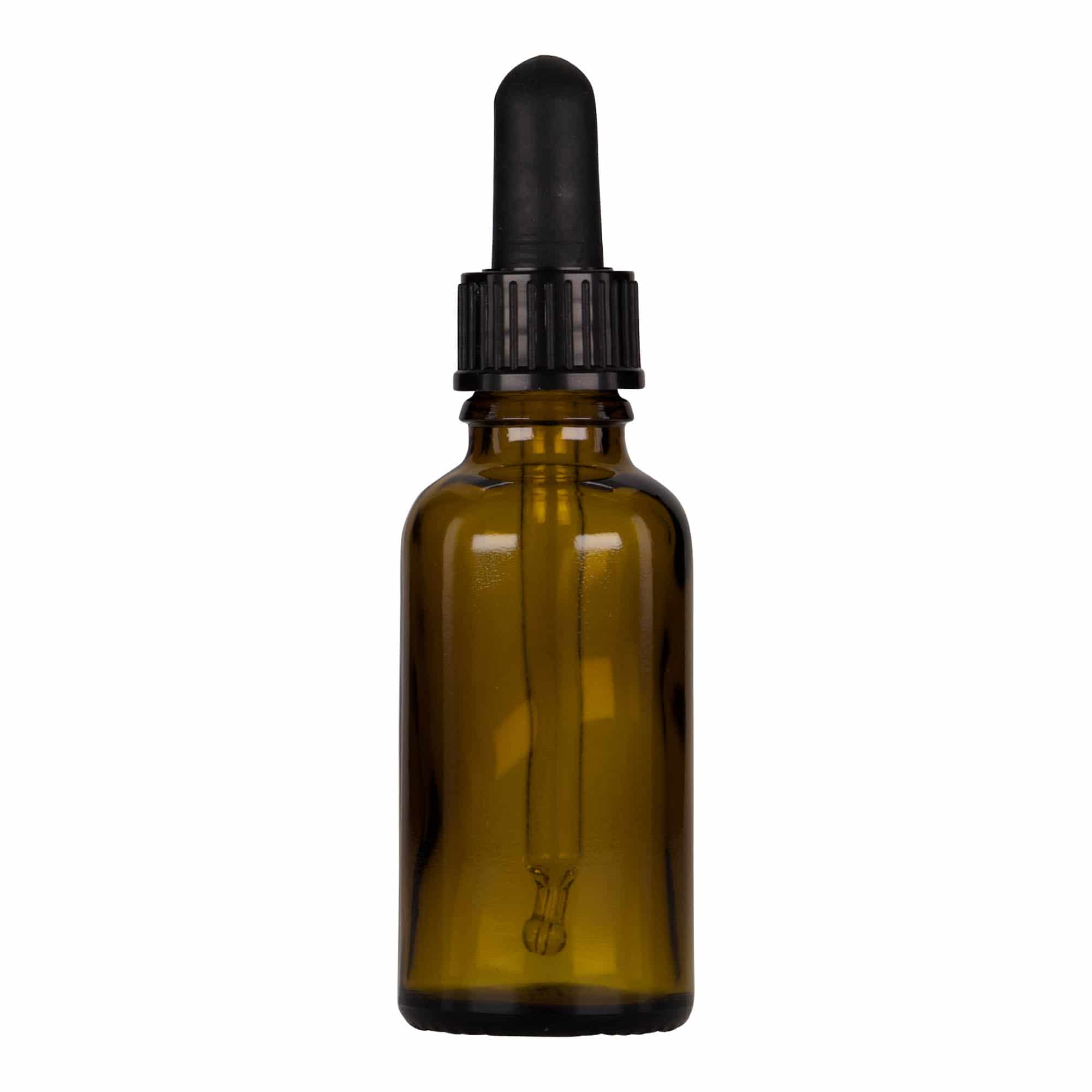 30 ml pipetteflaske medicin, glas, brun-sort, åbning: DIN 18