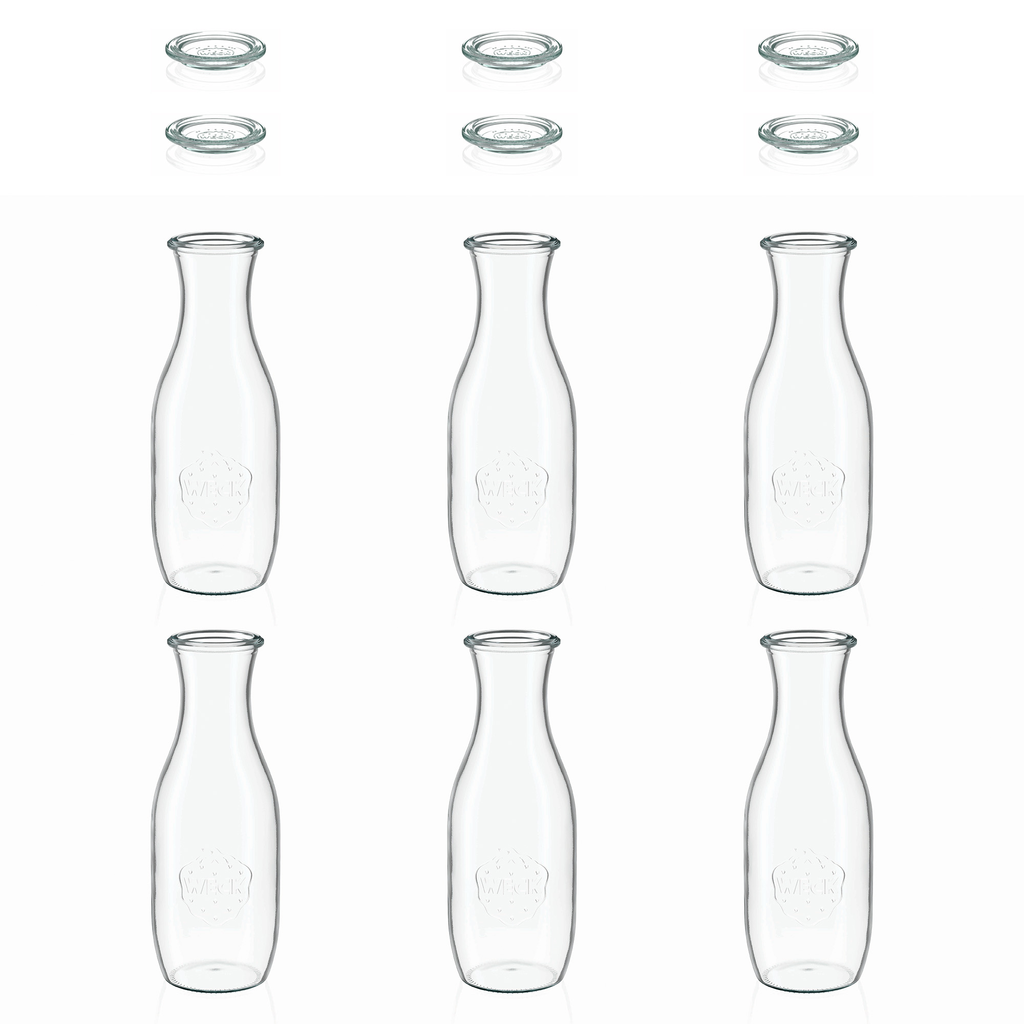 6x 1000 ml WECK-saftflaske med glaslåg RR 60
