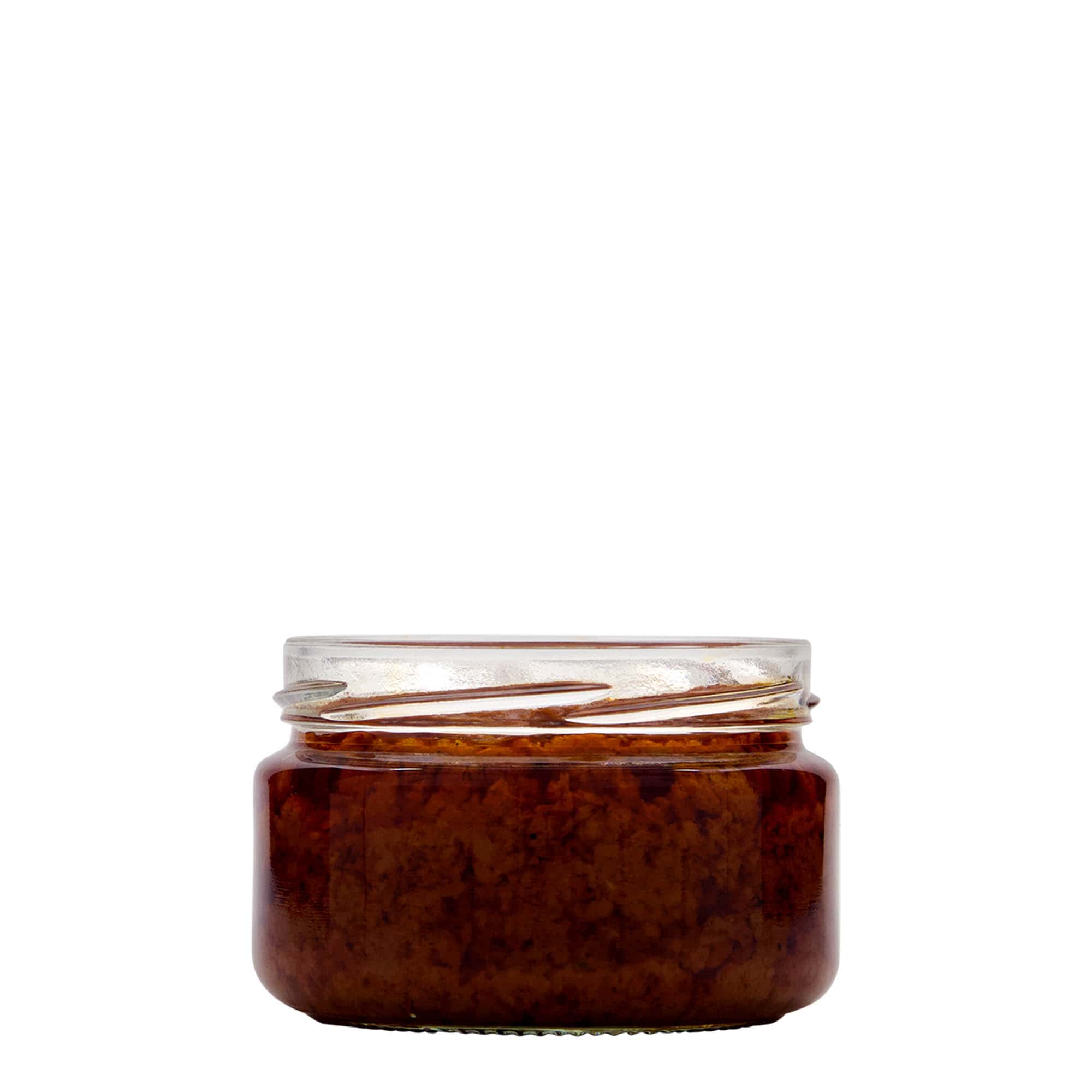 230 ml flad rundt glas, åbning: Twist-Off (TO 82) 230 ml flad rundt glas, åbning: Twist-Off (TO 82)