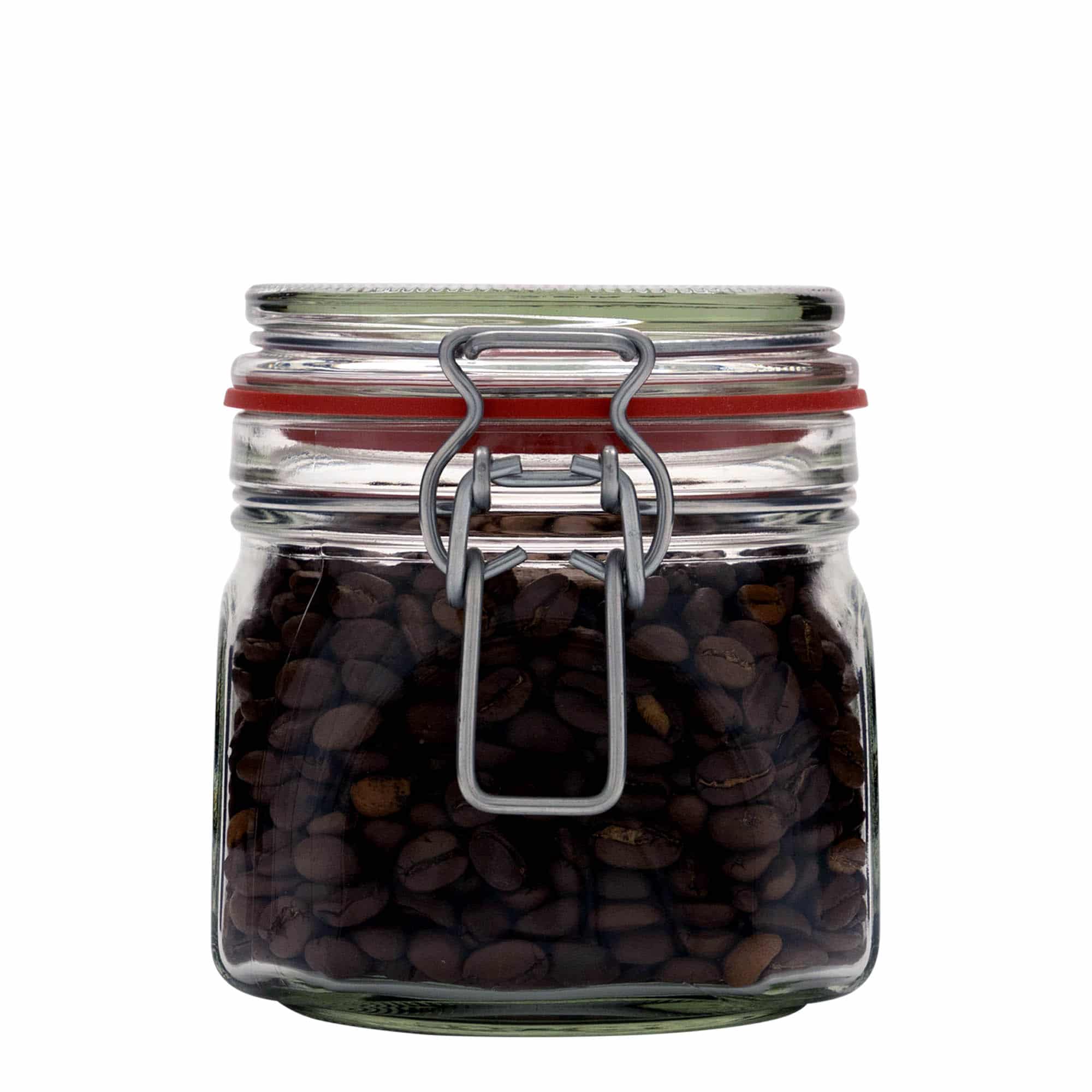 630 ml patentglas, kvadratisk, åbning: Patentlåg