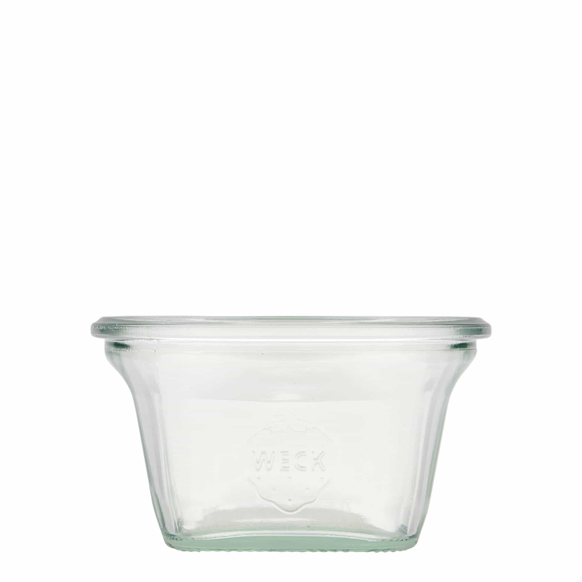 290 ml WECK-quadro-glas, kvadratisk, åbning: Rund kant