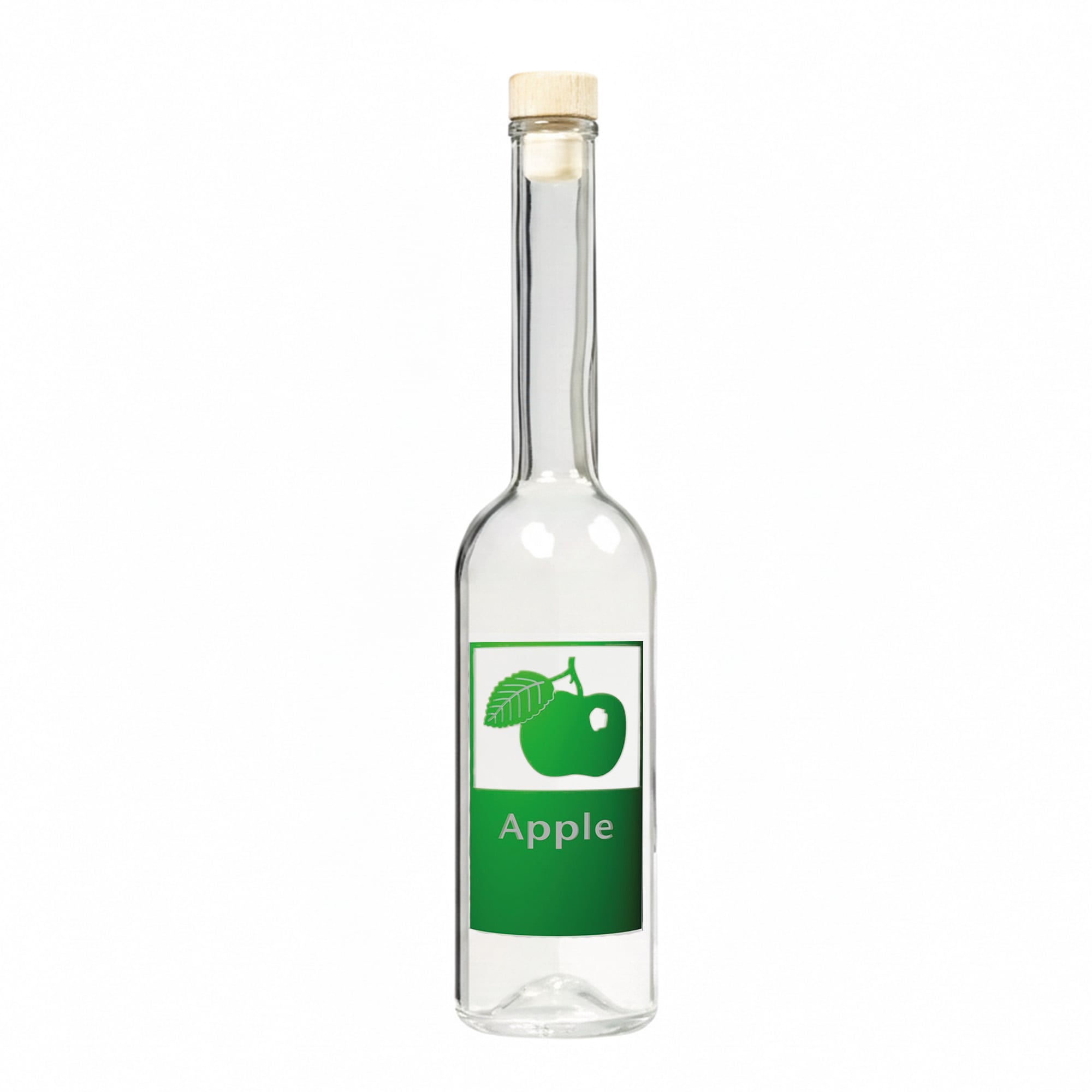 500 ml glasflaske »Opera«, motiv: Æble, åbning: Kork