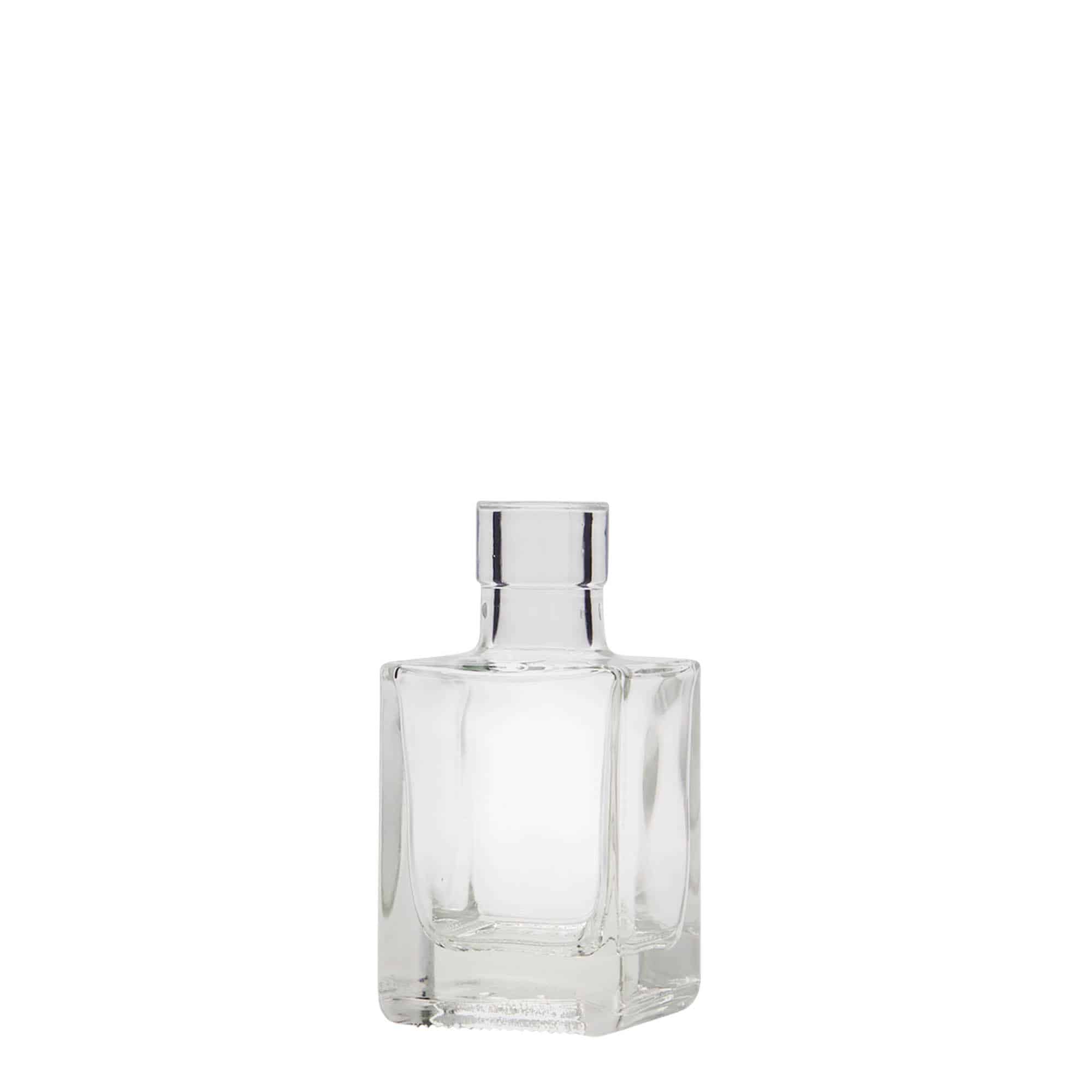 50 ml glasflaske 'Cube', firkantet, munding: kork