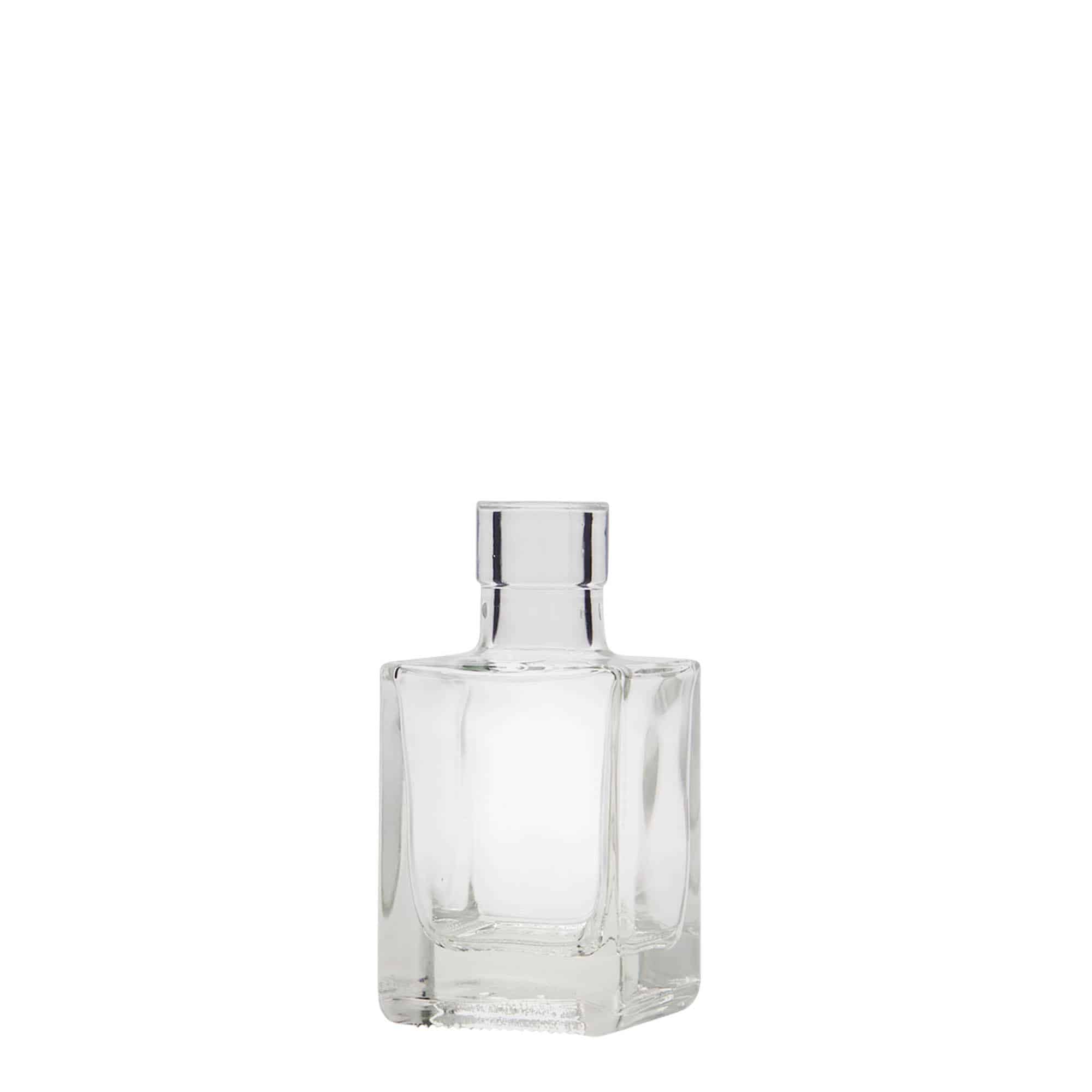 50 ml glasflaske 'Cube', firkantet, munding: kork