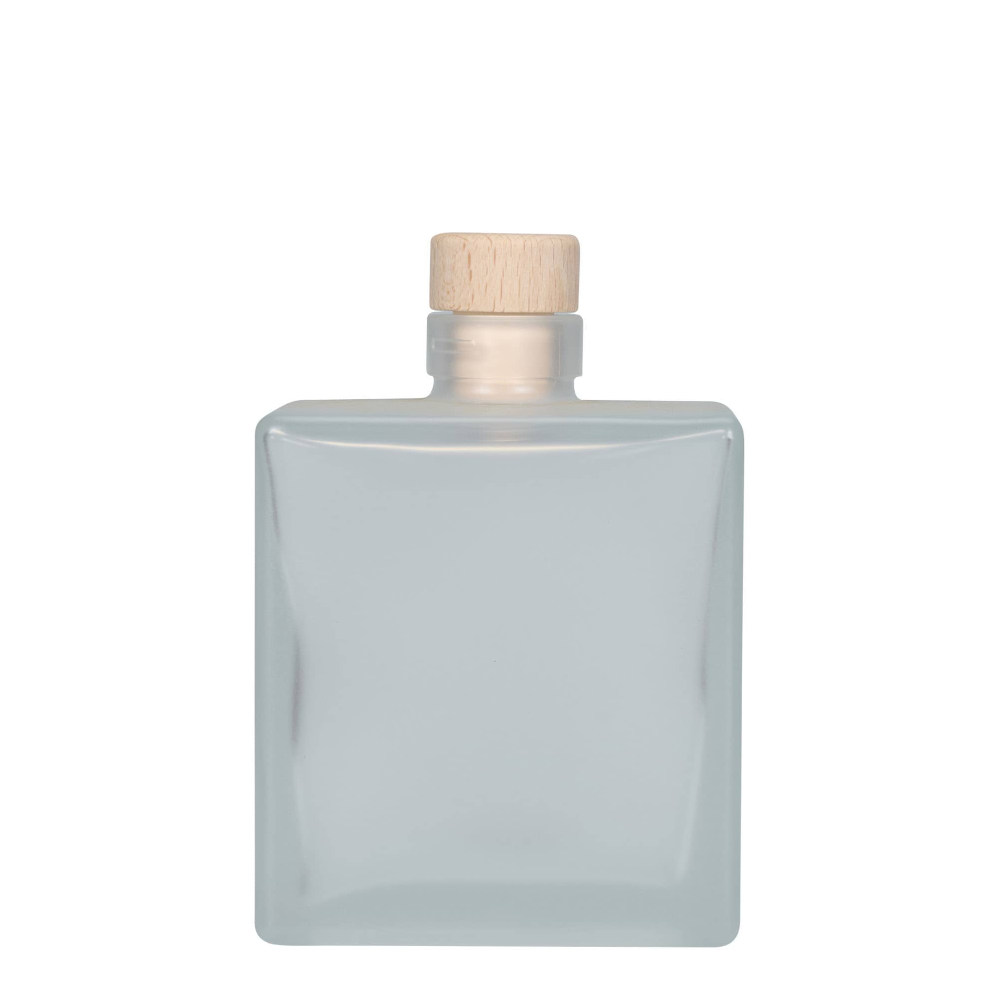 500 ml glasflaske 'Cube', firkantet, frostet, åbning: kork