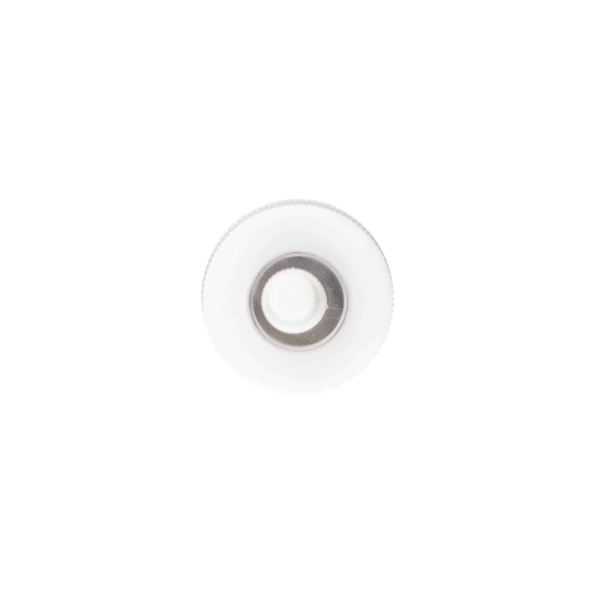 Skruelåg med applikator, PP-plast, hvid, til åbning: 24/410