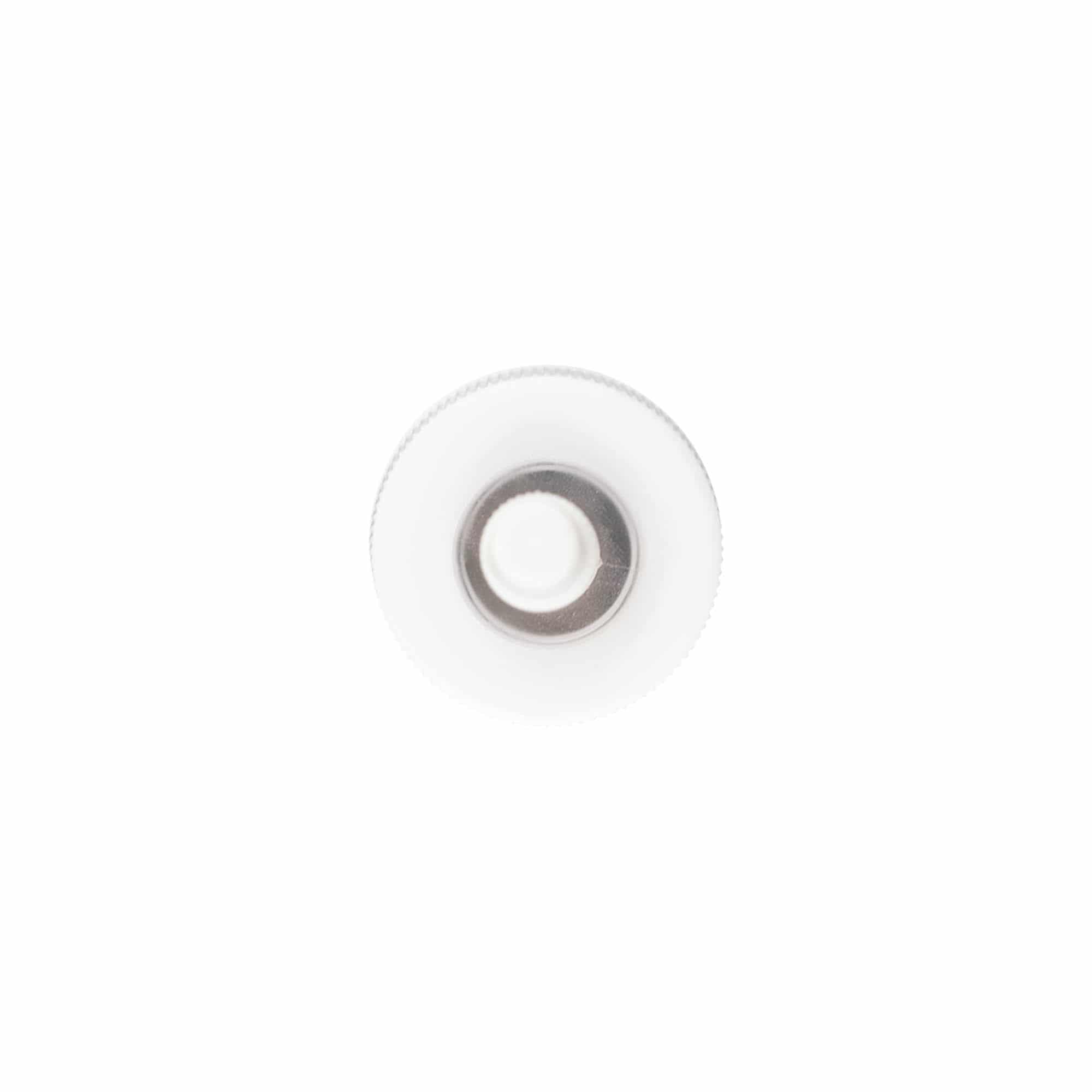 Skruelåg med applikator, PP-plast, hvid, til åbning: 24/410