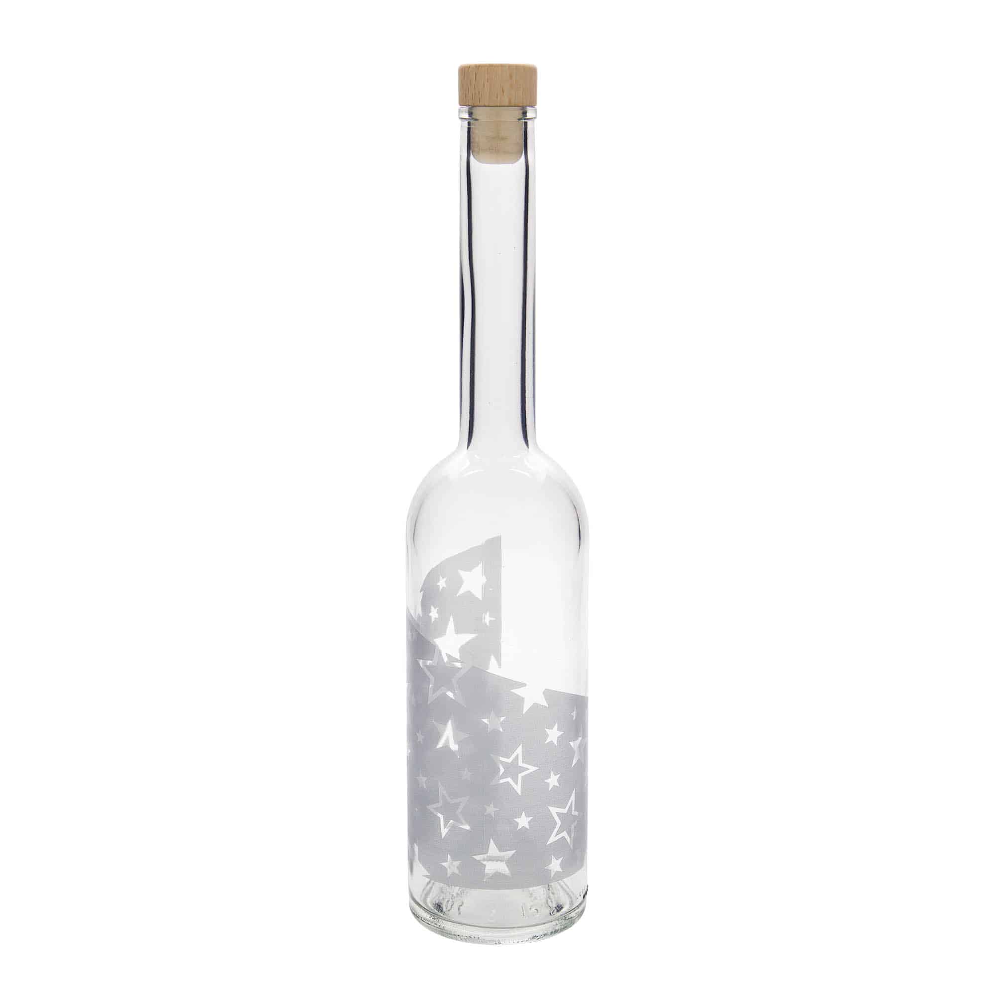 500 ml glasflaske 'Opera', motiv: Sølvstjerne, åbning: Kork