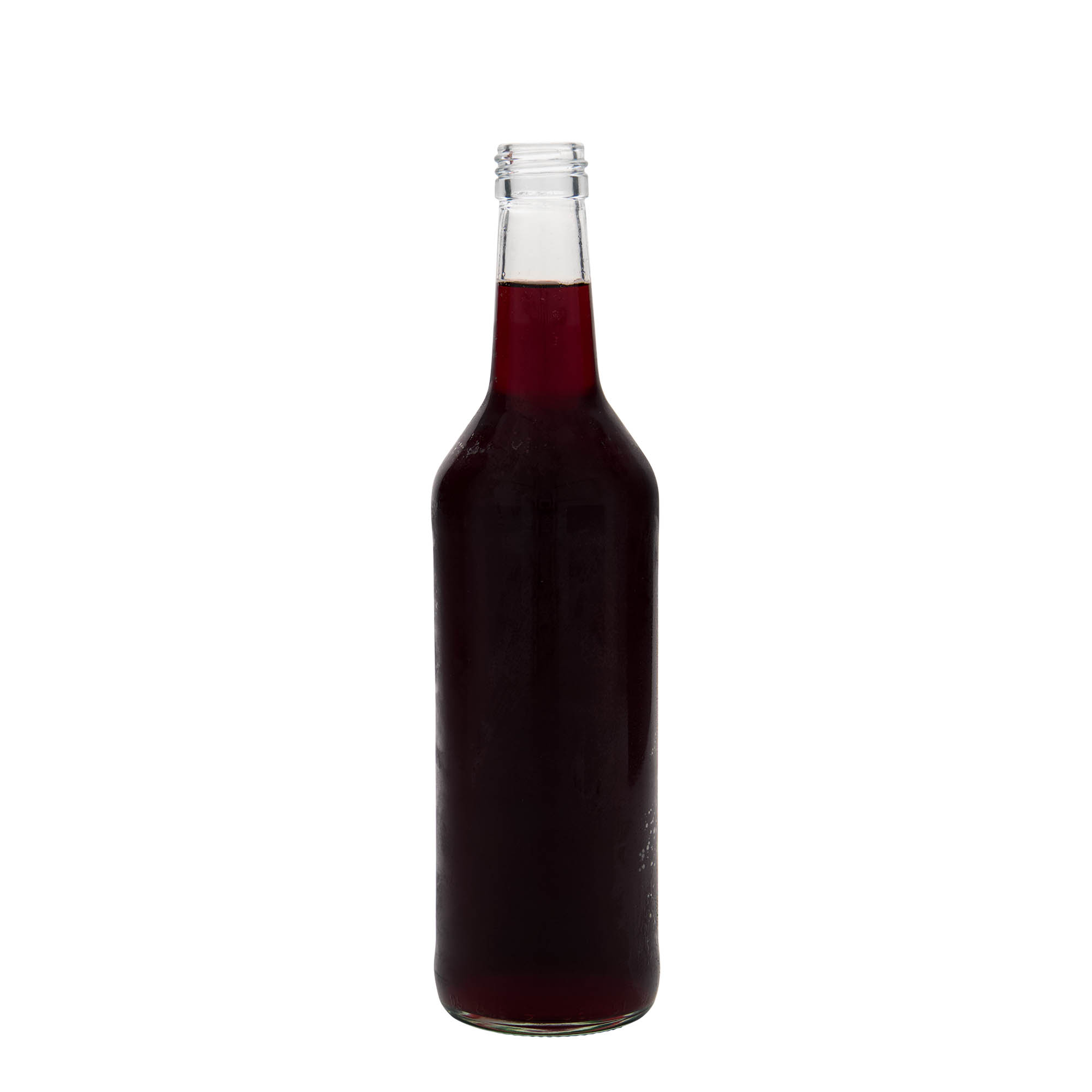 500 ml glasflaske med lige hals, åbning: PP 28 500 ml glasflaske med lige hals, åbning: PP 28