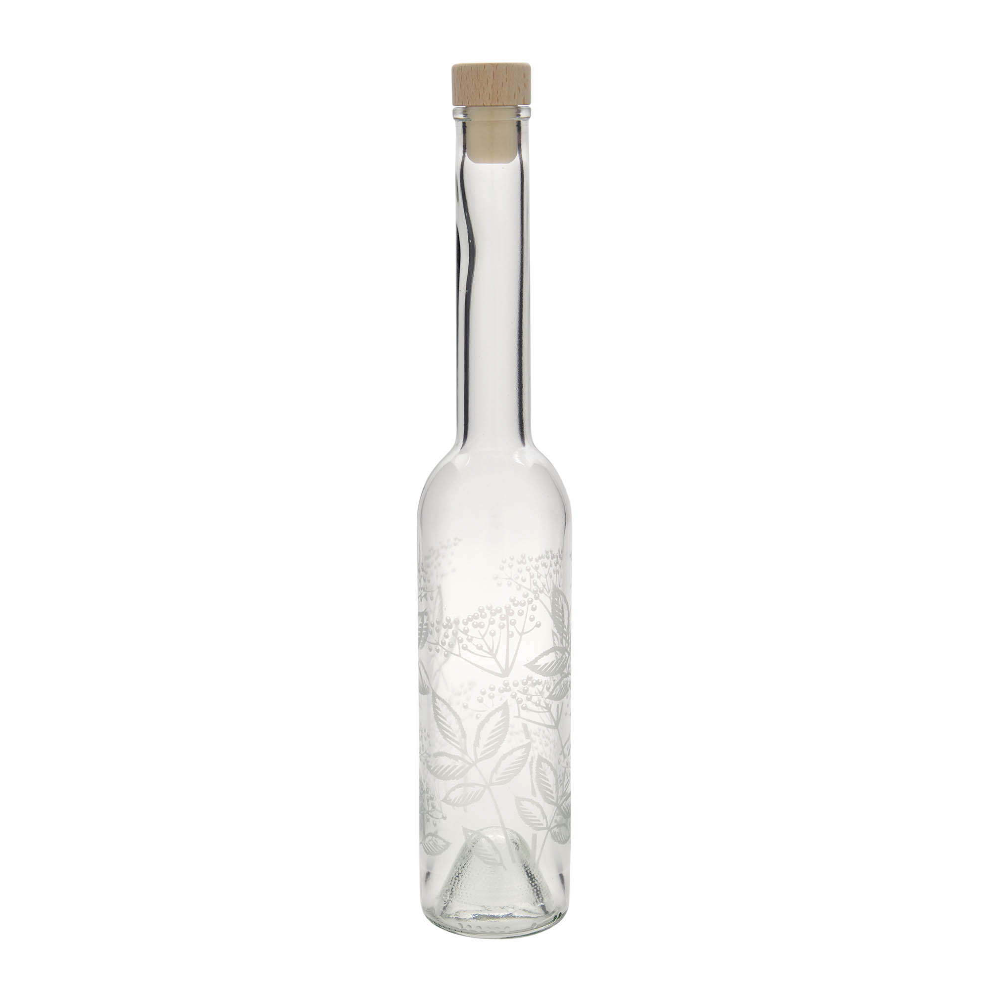 350 ml glasflaske 'Opera', motiv: Hyld, åbning: Kork