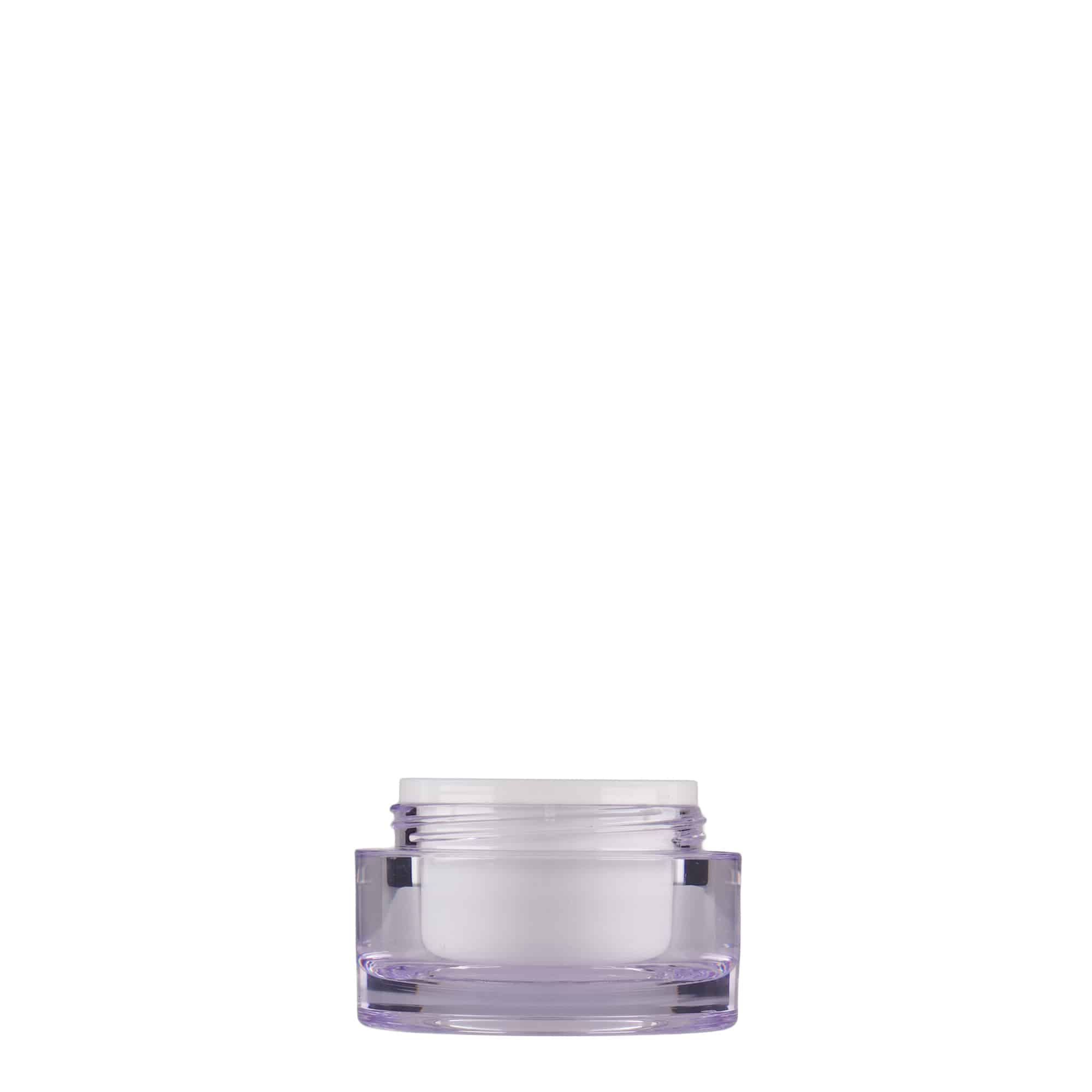 10 ml krukke, SAN-plast, hvid, åbning: skruelåg