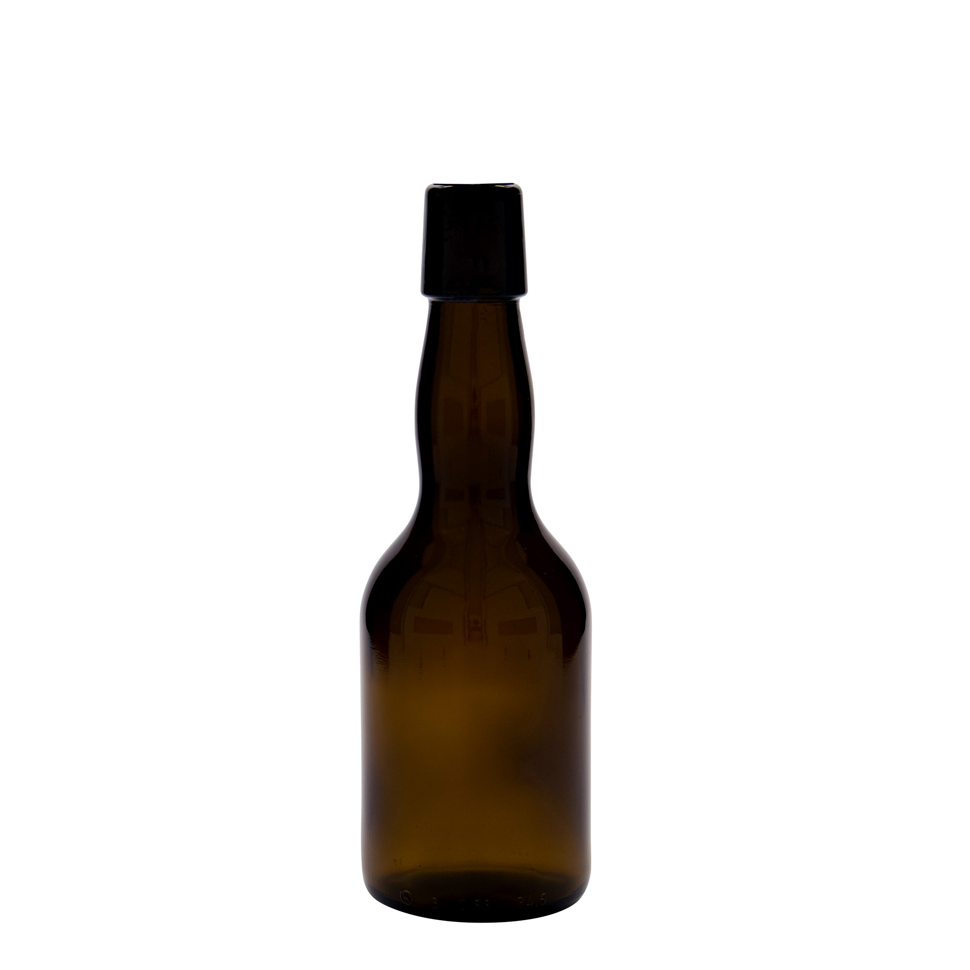 330 ml ølflaske med kravehals, glas, brun, åbning: patentprop