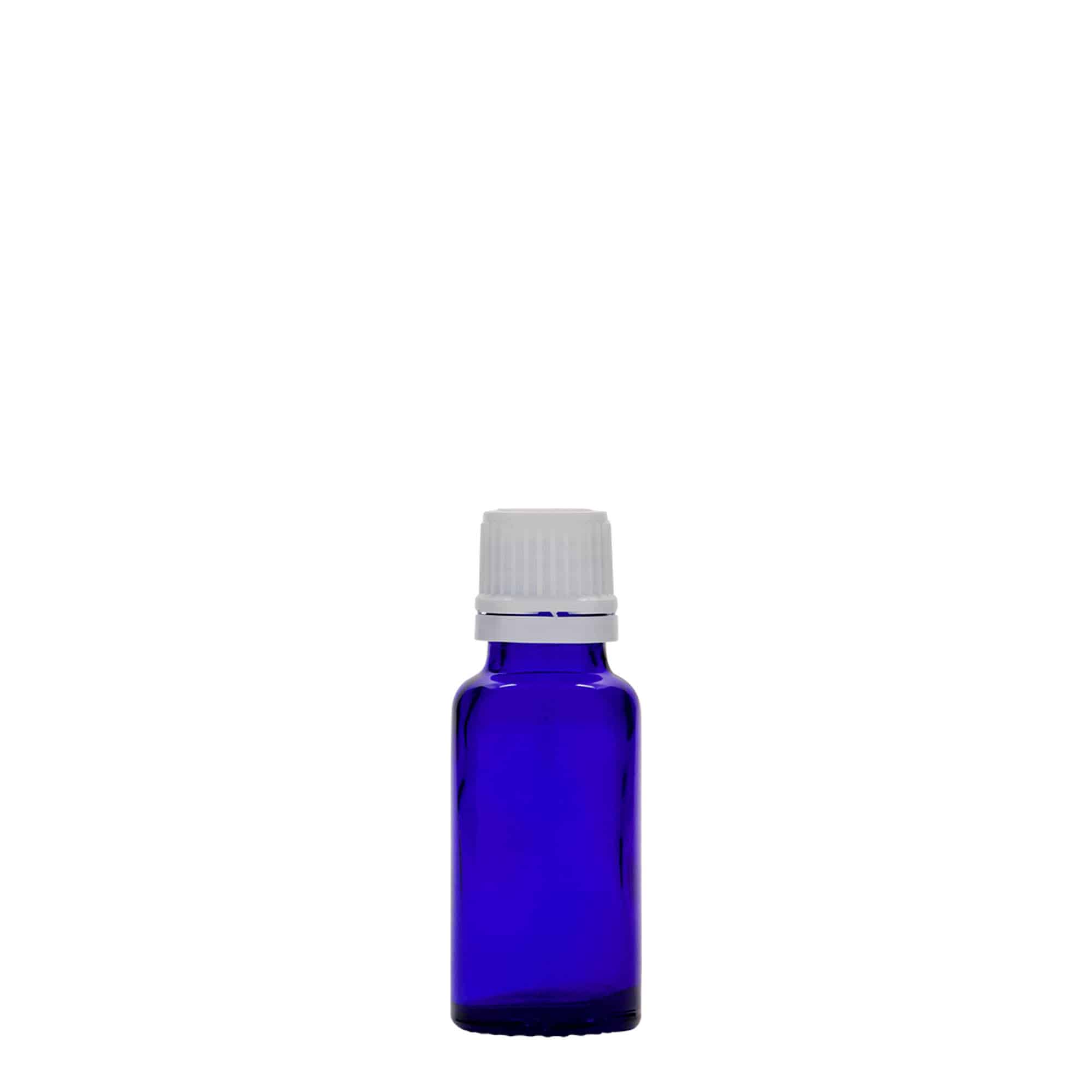 20 ml medicinflaske, glas, kongeblå, åbning: DIN 18