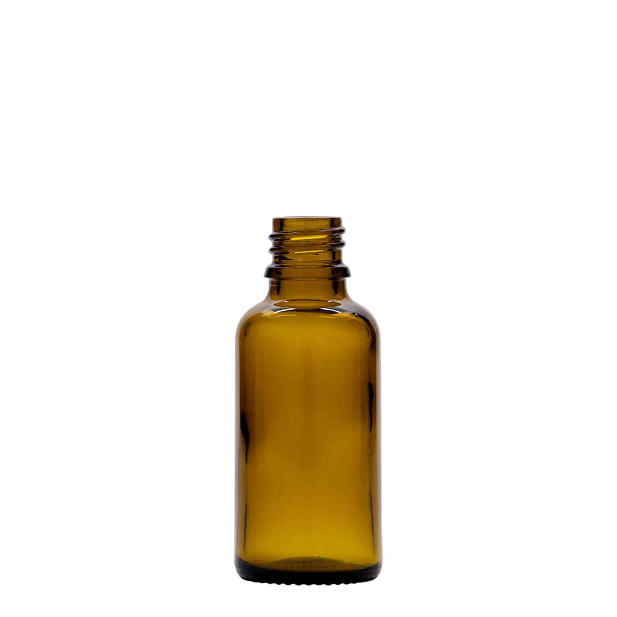 30 ml pipetteflaske, medicin, glas, brun, åbning: DIN 18