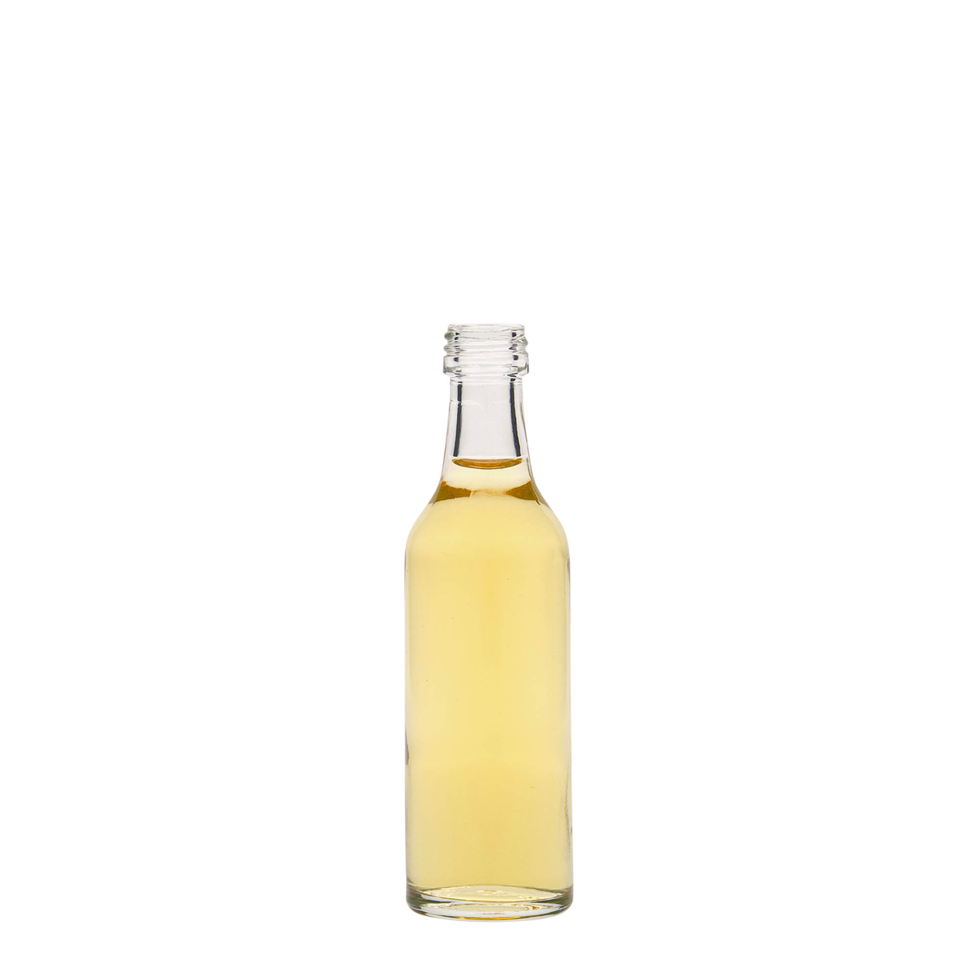 50 ml glasflaske med lige hals, åbning: PP 18 50 ml glasflaske med lige hals, åbning: PP 18