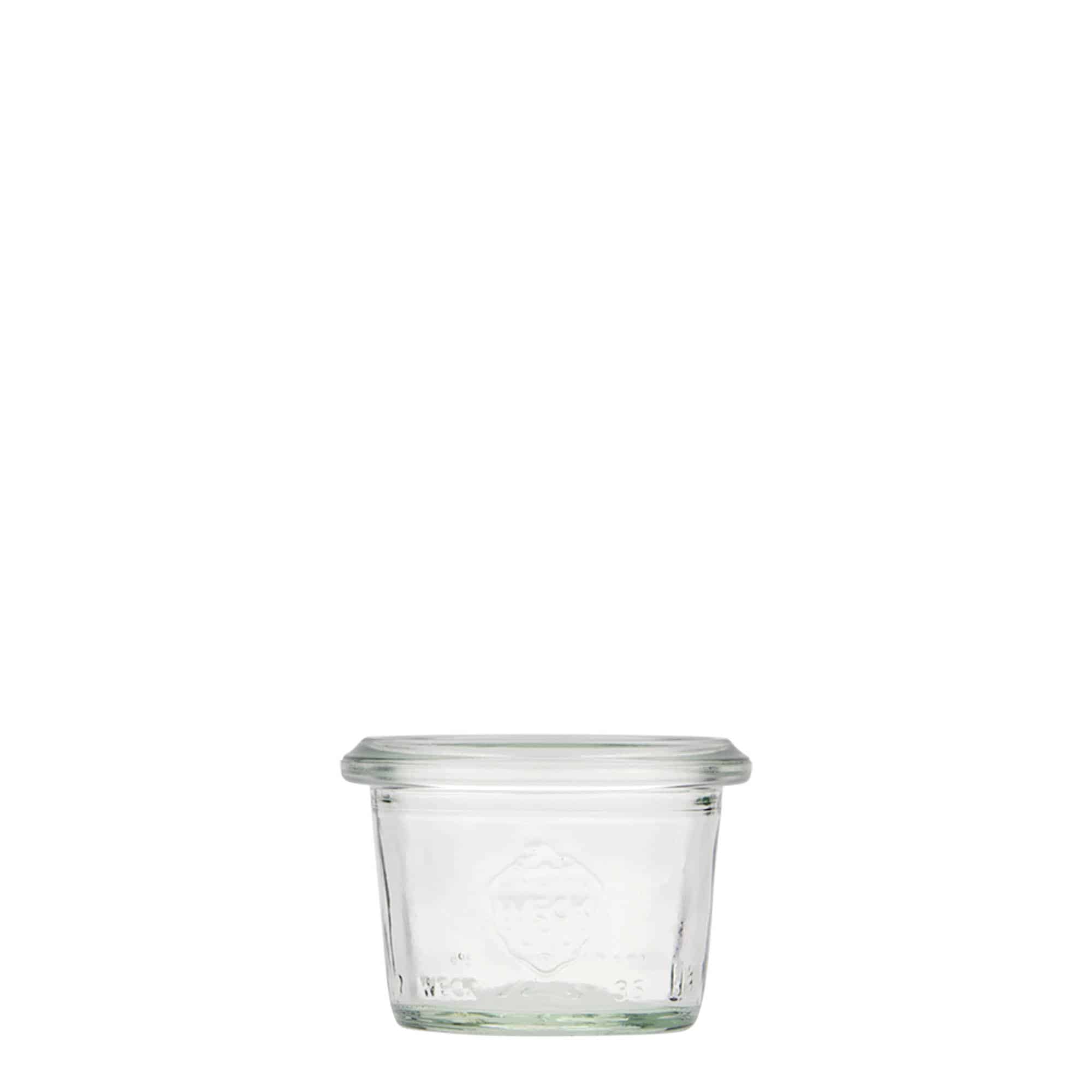 35 ml cylindrisk WECK-sylteglas, åbning: Rund kant
