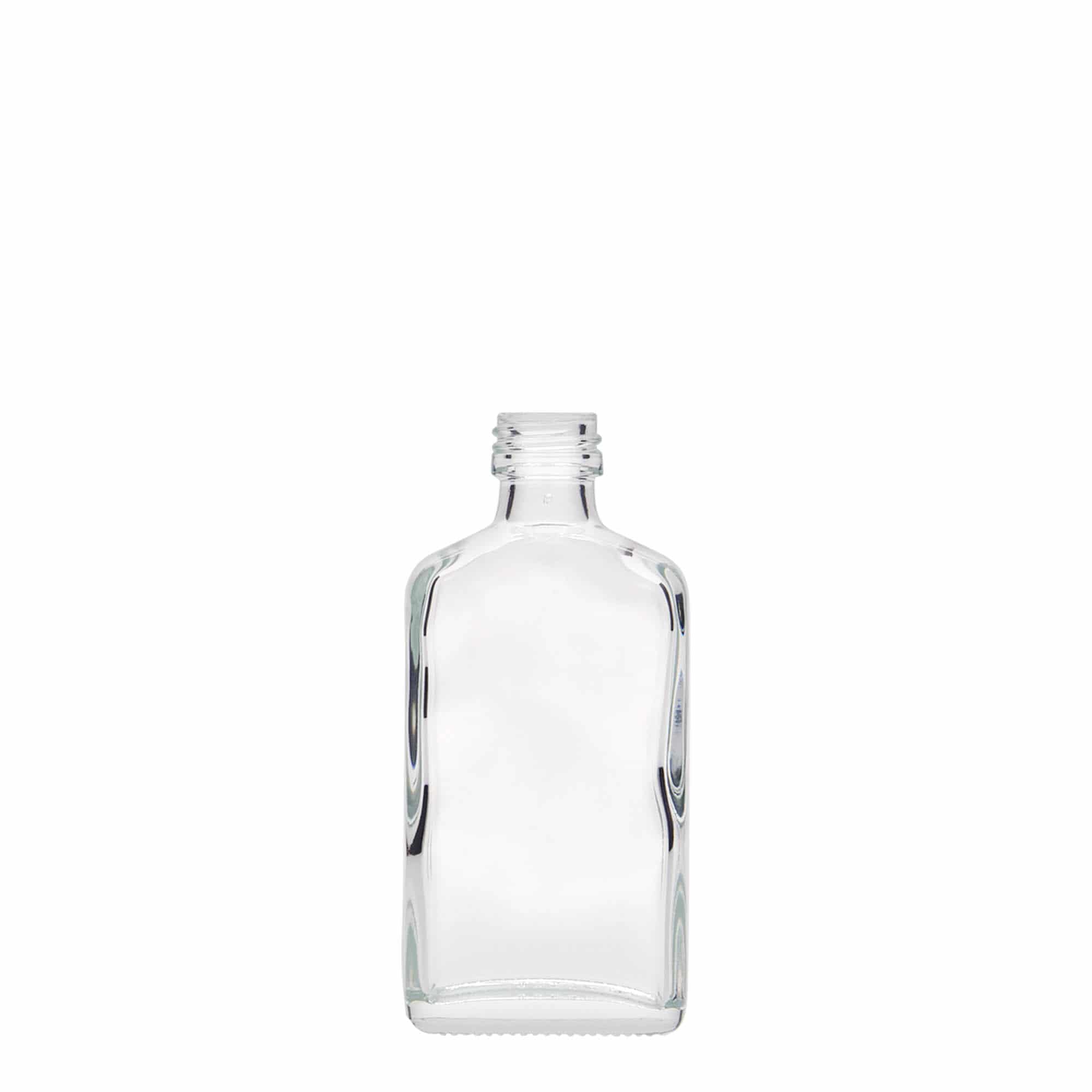 50 ml lommelærke, firkantet, glas, åbning: PP 18 50 ml lommelærke, firkantet, glas, åbning: PP 18