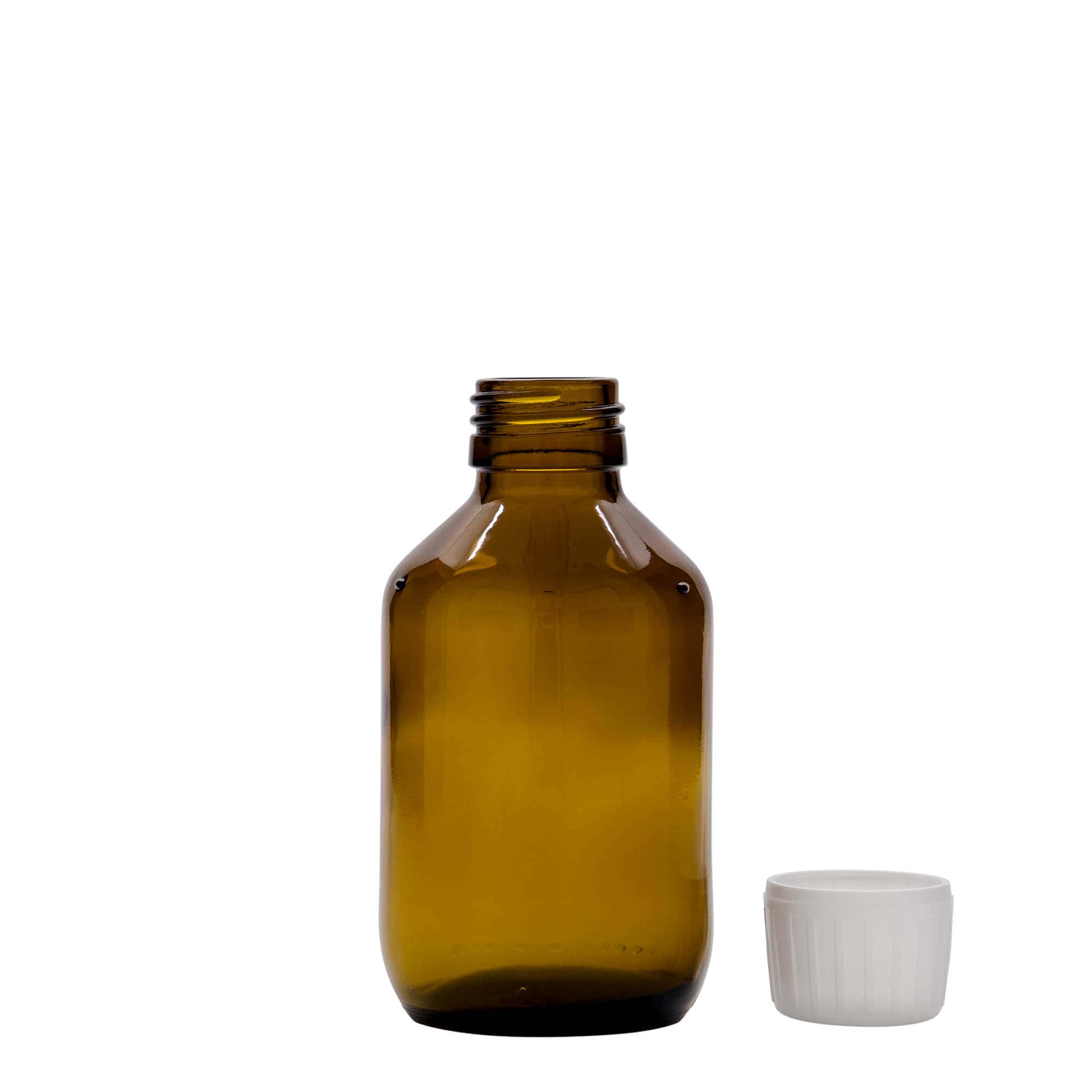 150 ml medicinflaske, brun, glas, åbning: PP 28