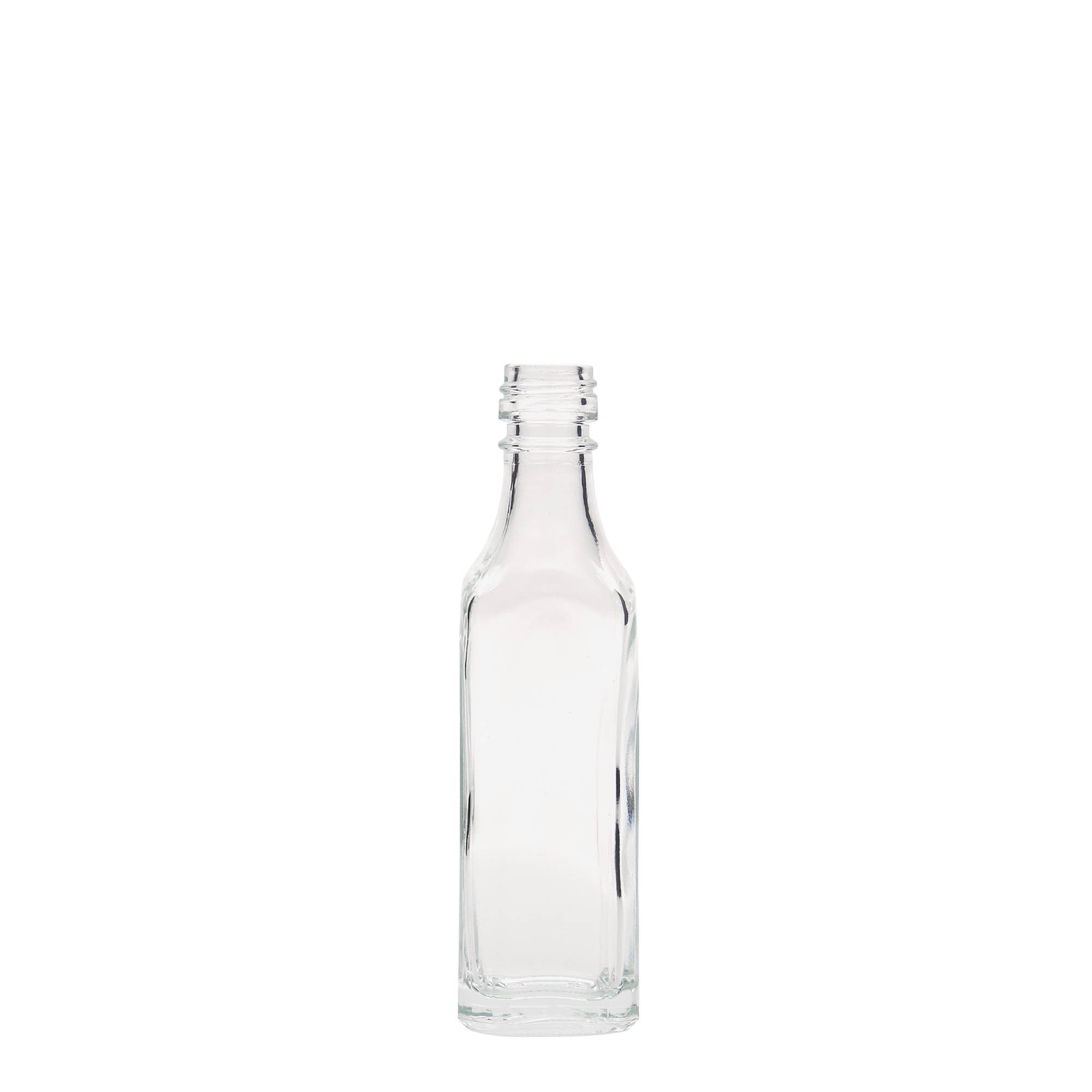 50 ml glasflaske 'Siena', kvadratisk, åbning: PP 18 50 ml glasflaske 'Siena', kvadratisk, åbning: PP 18