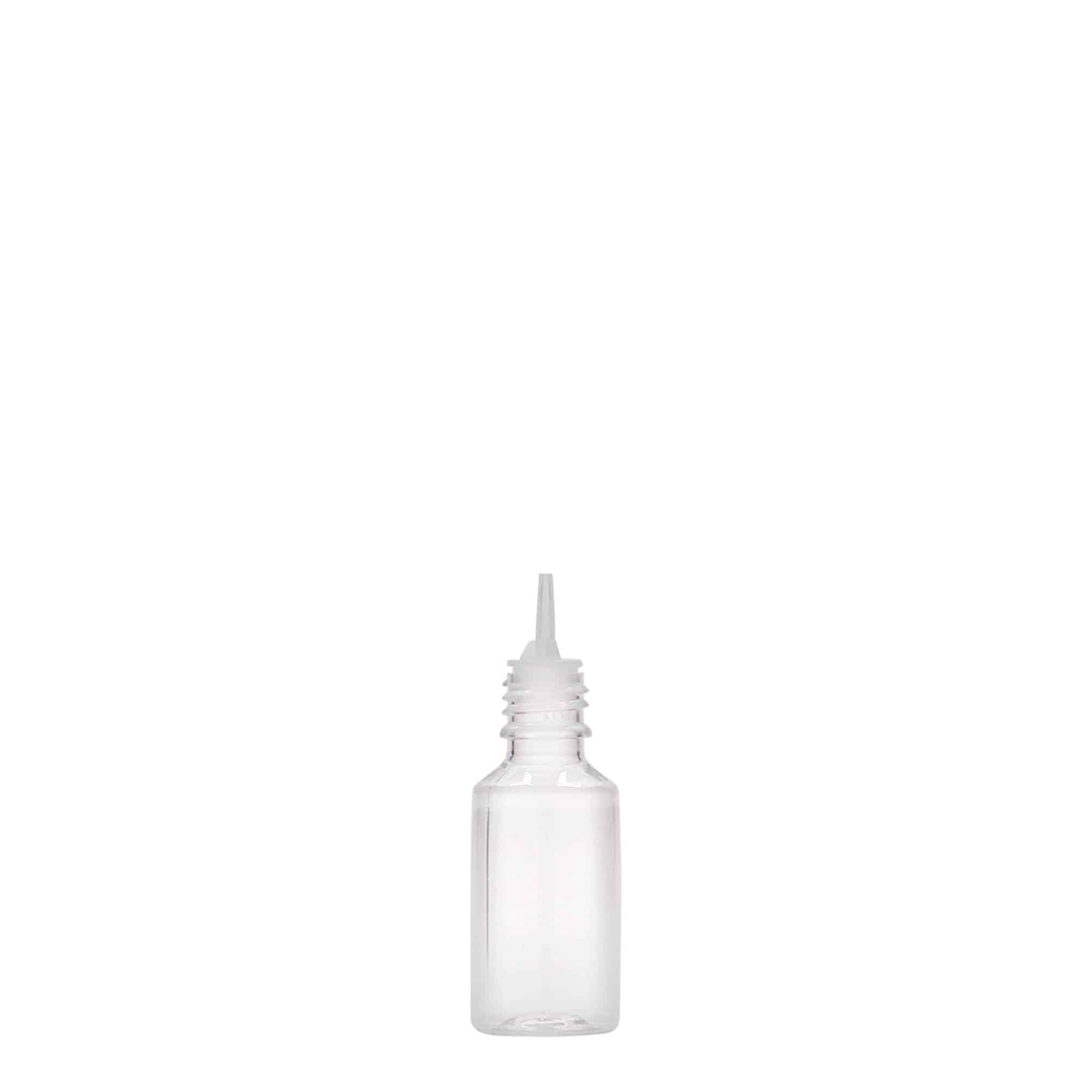 10 ml PET-flaske 'E-Liquid' med kvalitets- og børnesikring, plastik, åbning: skruelåg