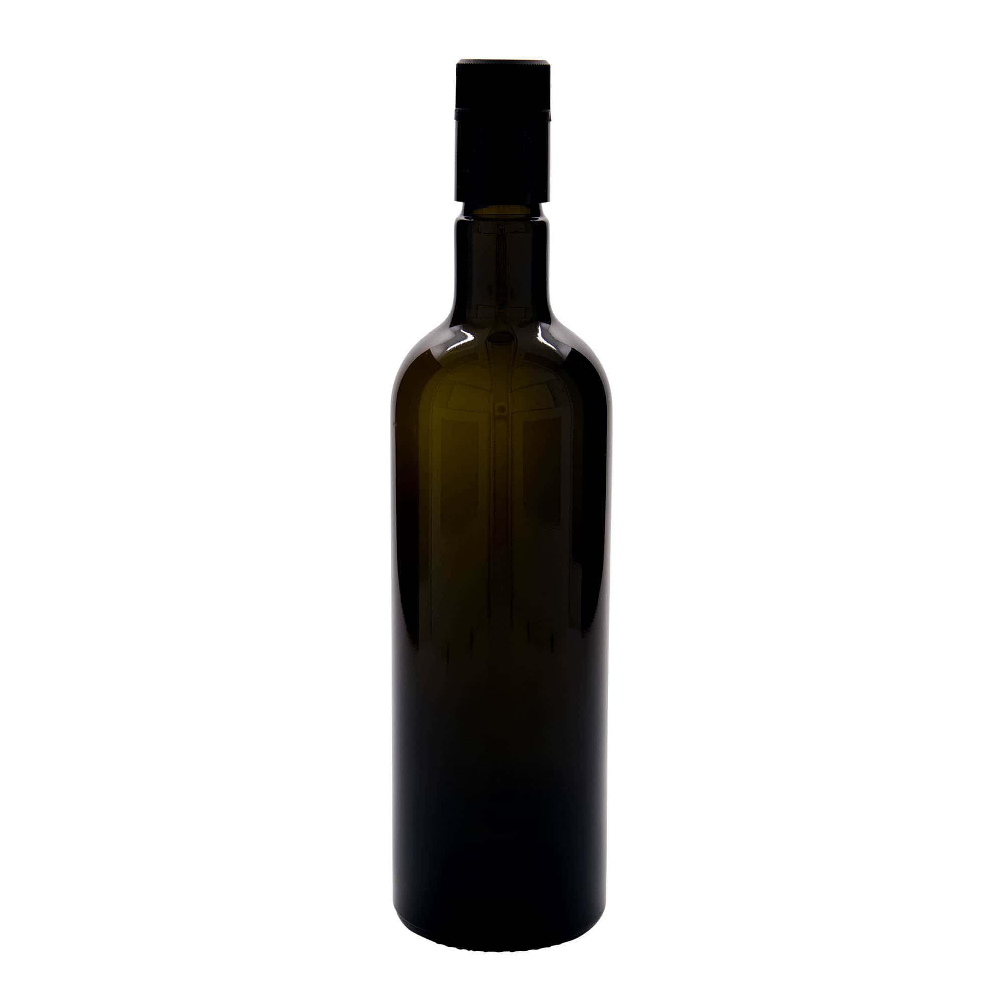 750 ml eddike-/olieflaske »Willy New«, glas, antikgrøn, åbning: DOP