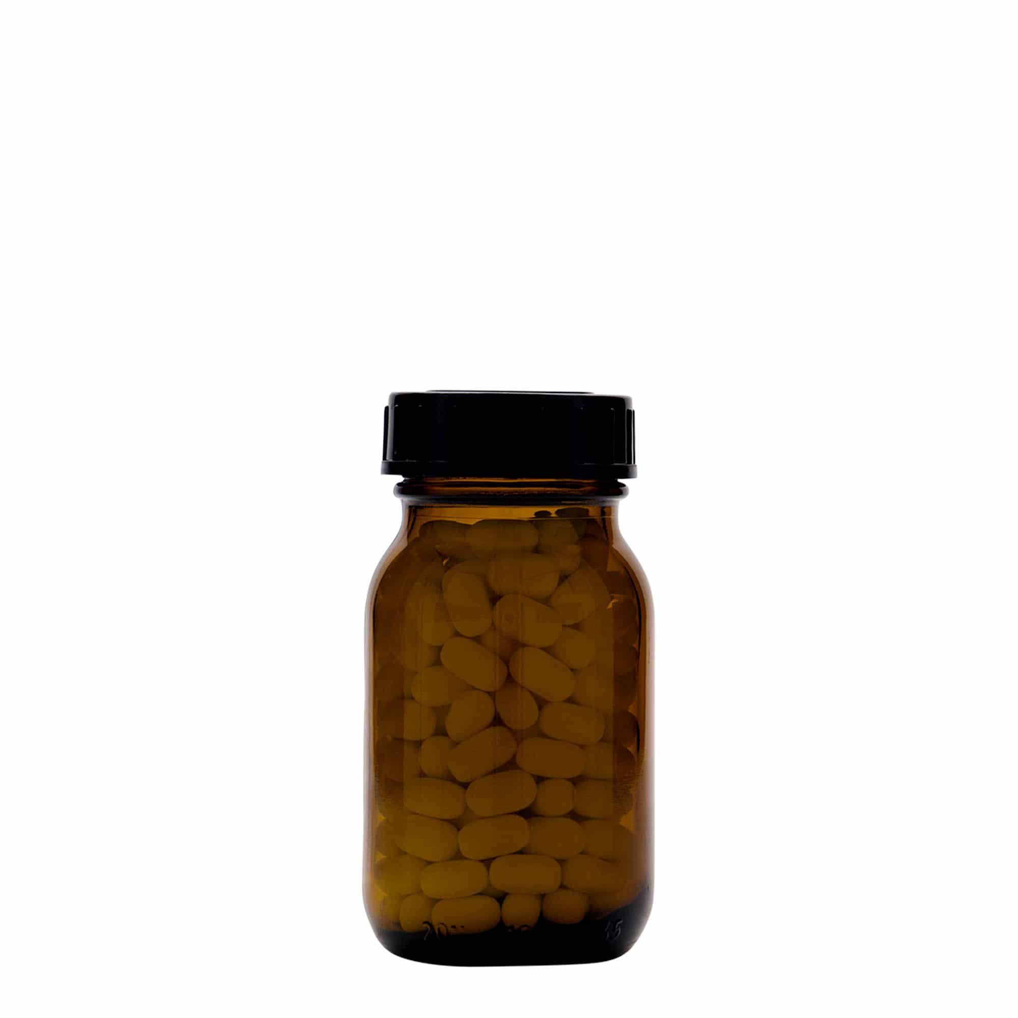 100 ml bredhalsglas, brunt, åbning: DIN 40